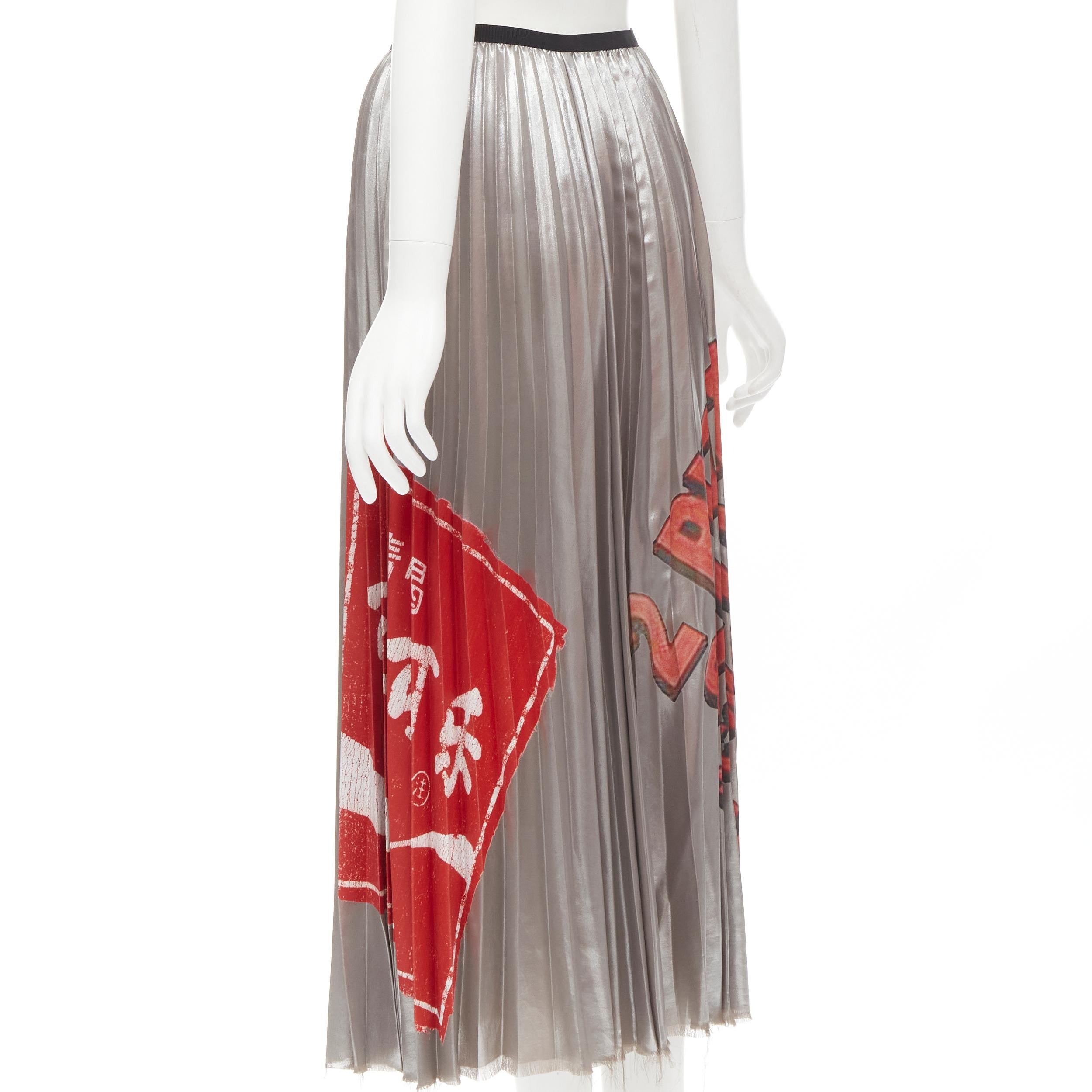 Silver rare MARC JACOBS punk Pizza graffiti Cola print silver pleated skirt S For Sale