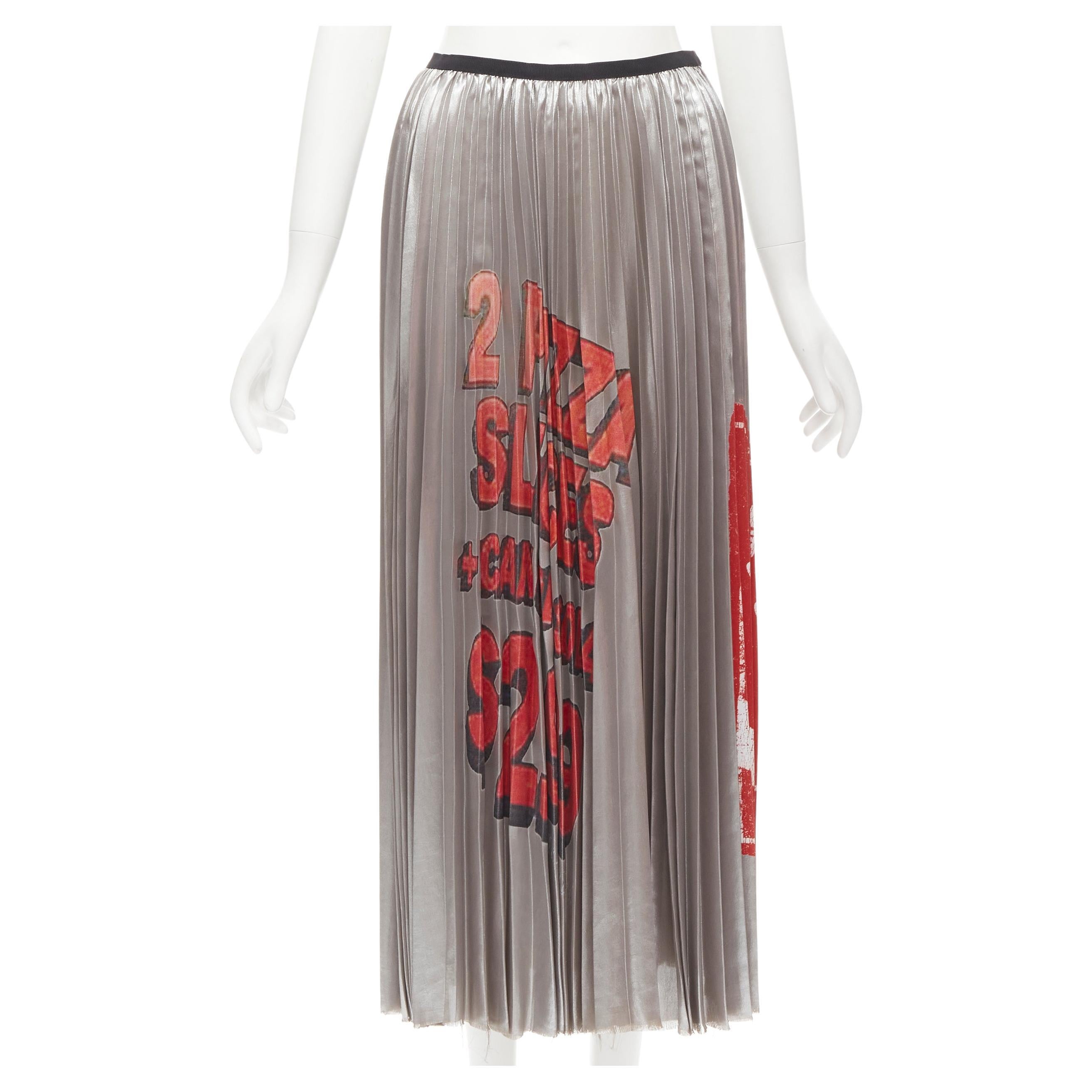 rare MARC JACOBS punk Pizza graffiti Cola print silver pleated skirt S For Sale