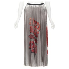 rare MARC JACOBS punk Pizza graffiti Cola print silver pleated skirt S