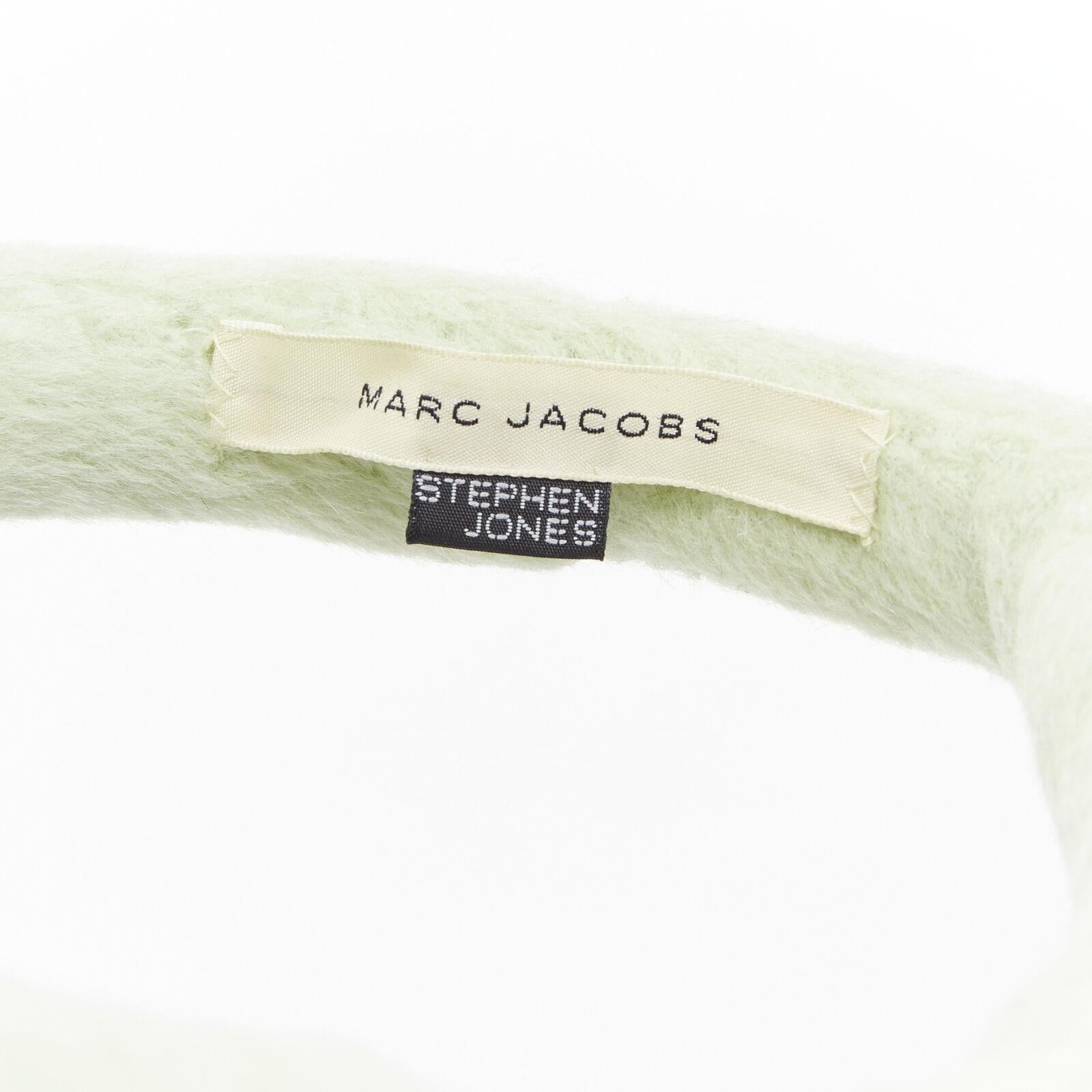 rare MARC JACOBS Stephen Jones 2008 light green wool funky padded headband For Sale 4