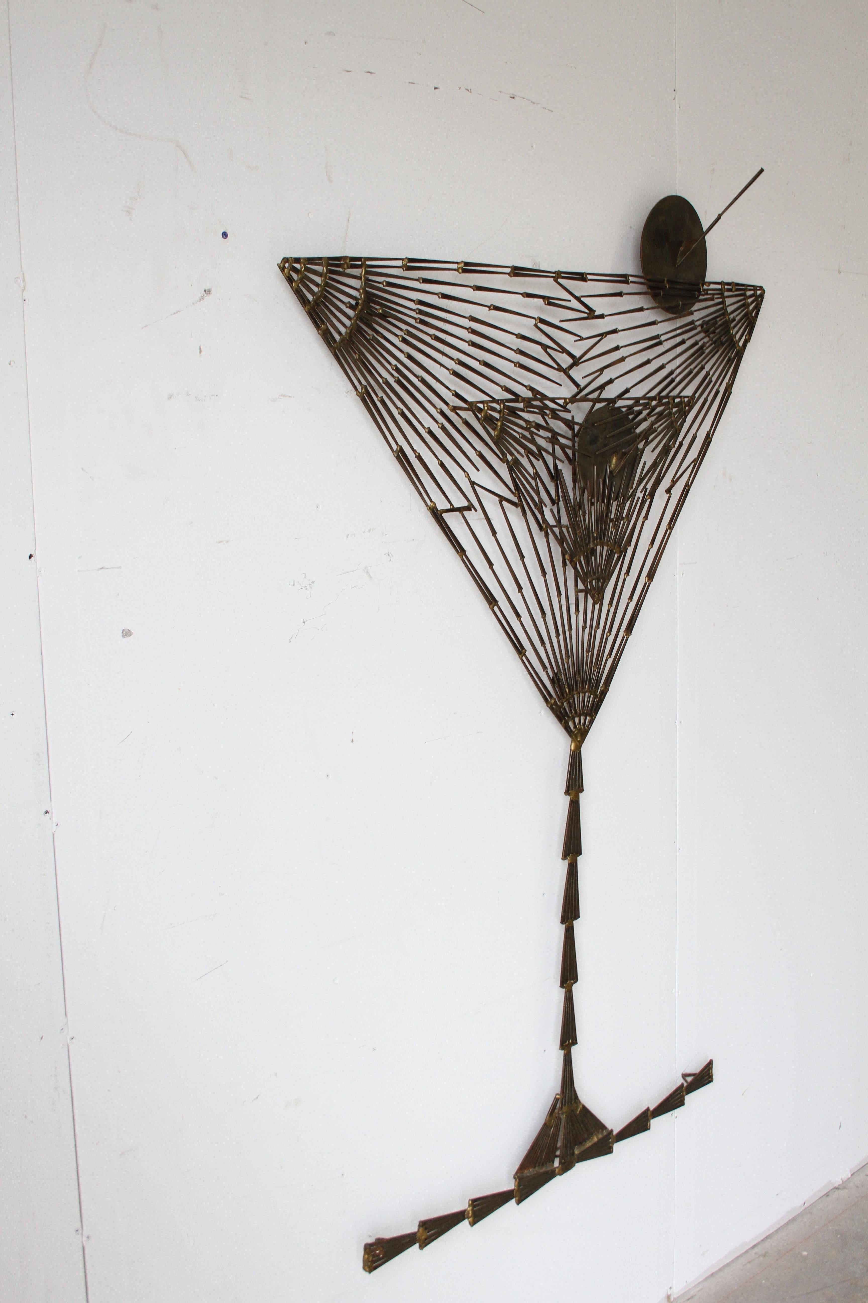 Américain Rare sculpture brutaliste à clous en verre Martini de Marc Weinstein, mi-siècle moderne en vente