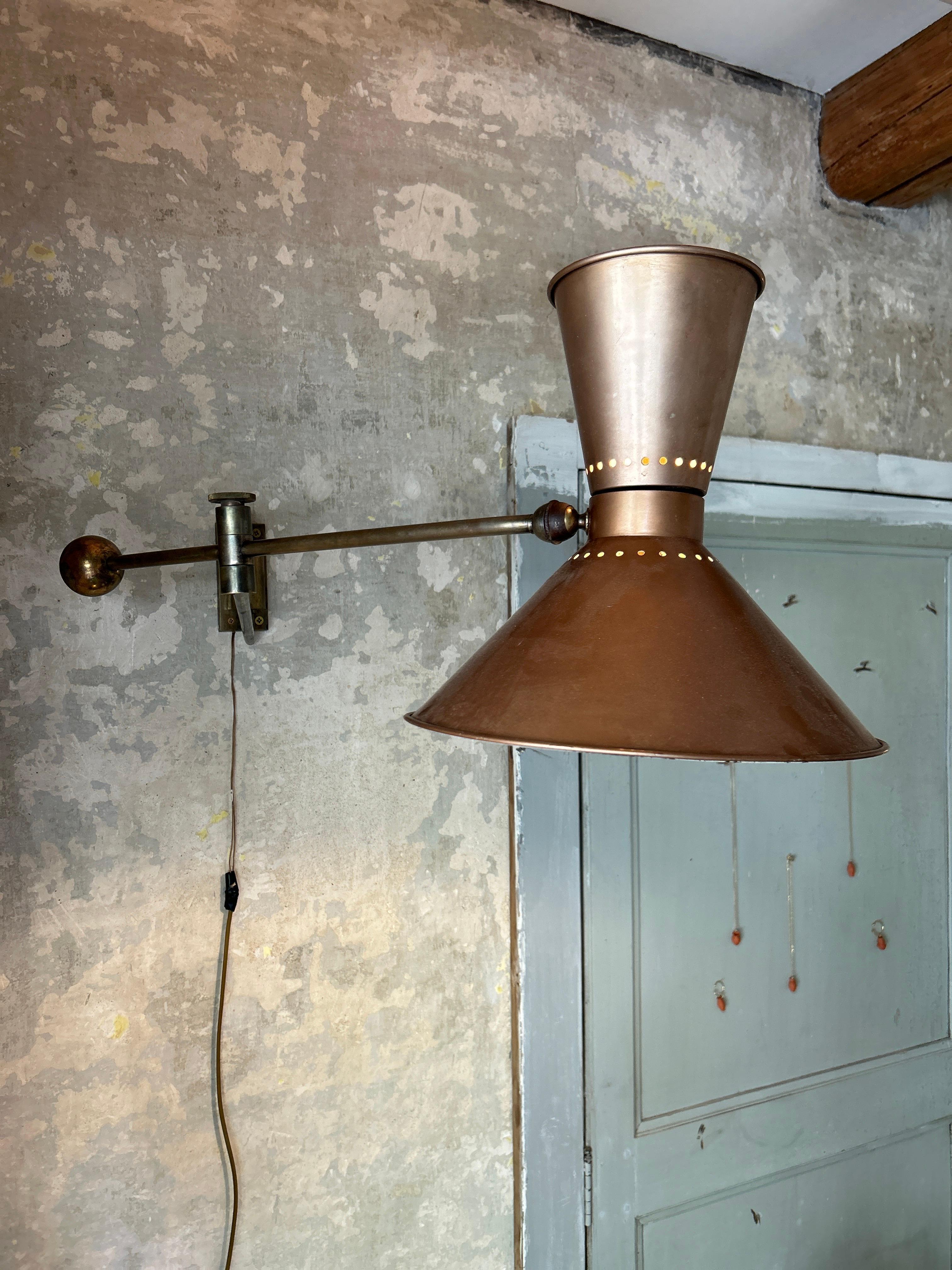 Mid-Century Modern Rare Marcel Asselbur Diabolo counterweight wall lamp France 1950