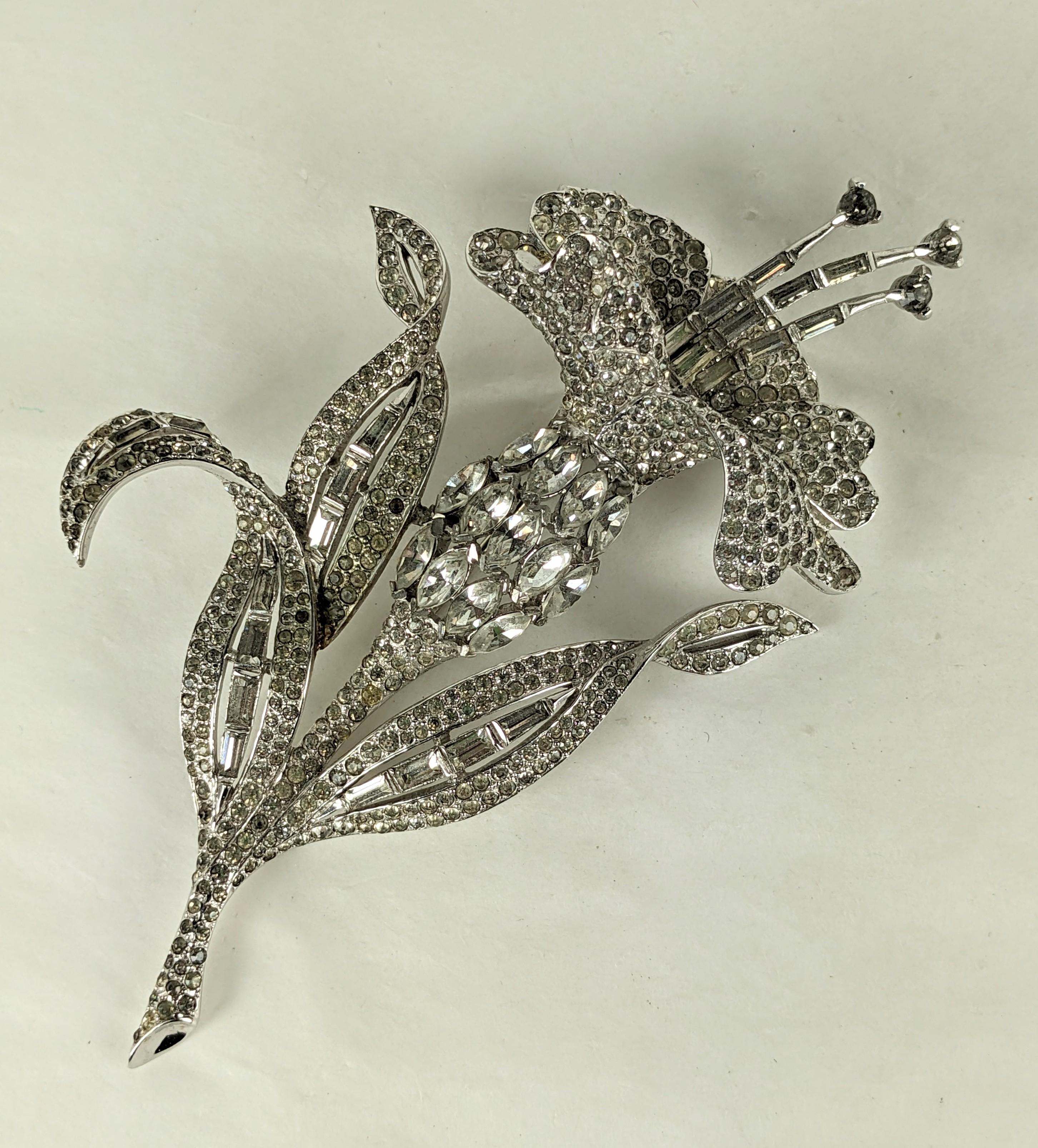 Rare Marcel Boucher Art Deco Pave Lily  In Excellent Condition For Sale In New York, NY