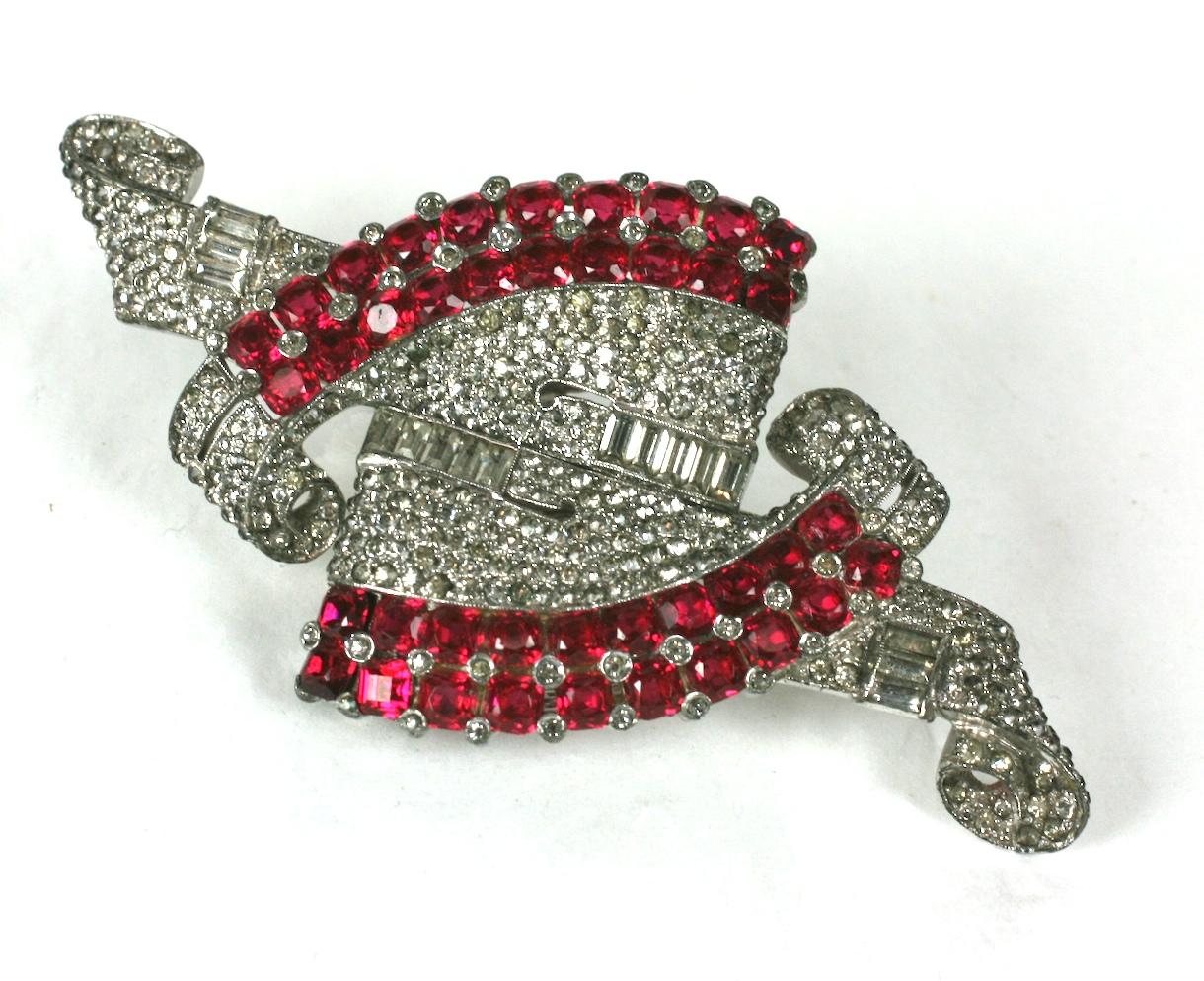 Spectacular and Rare Marcel Boucher Duette Brooch from the 1930's. Pair of pave crystal Art Deco clips are removable from pin 
