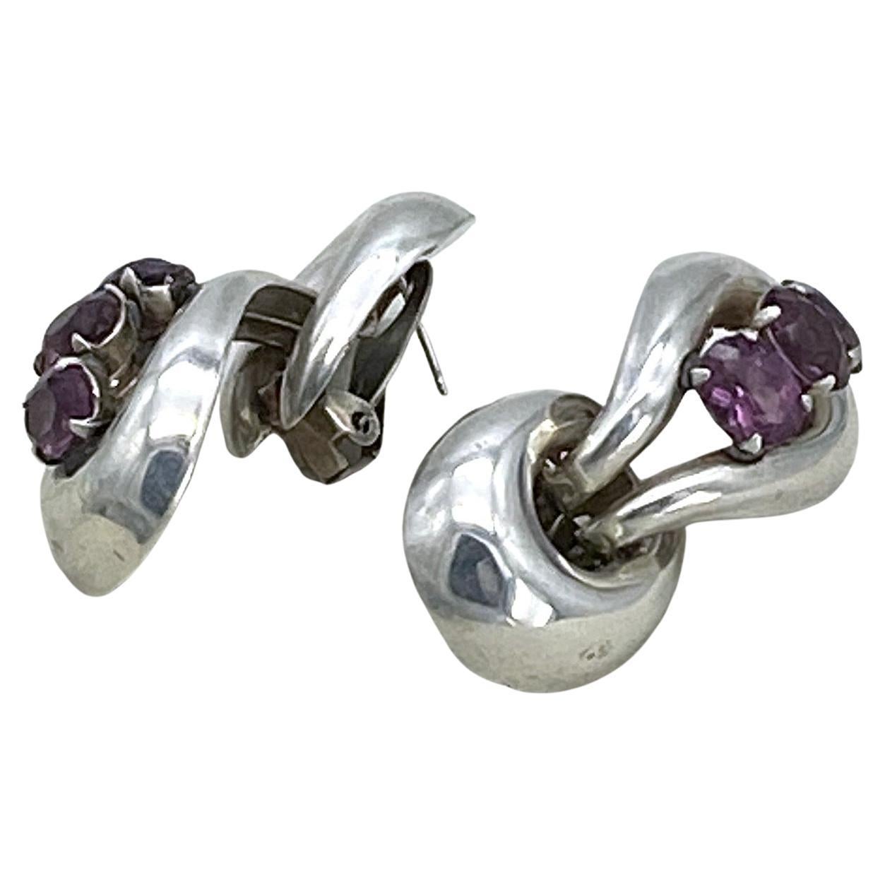 Raros pendientes de plata de ley Marcel Boucher Parisina Artesano en venta