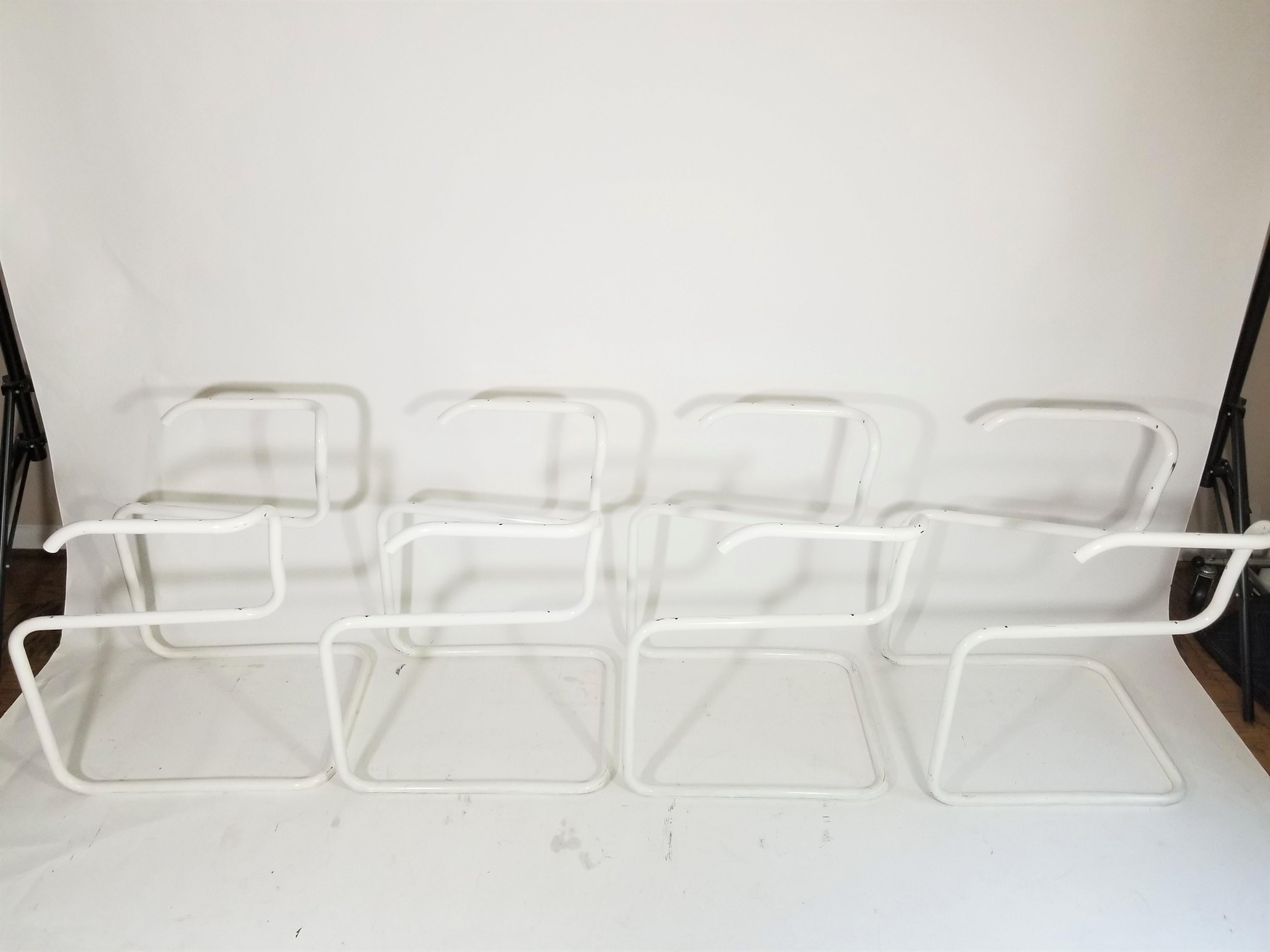 Powder-Coated Rare Marcel Breuer Cesca Knoll Frames in White Powder Coating Set of 4 For Sale