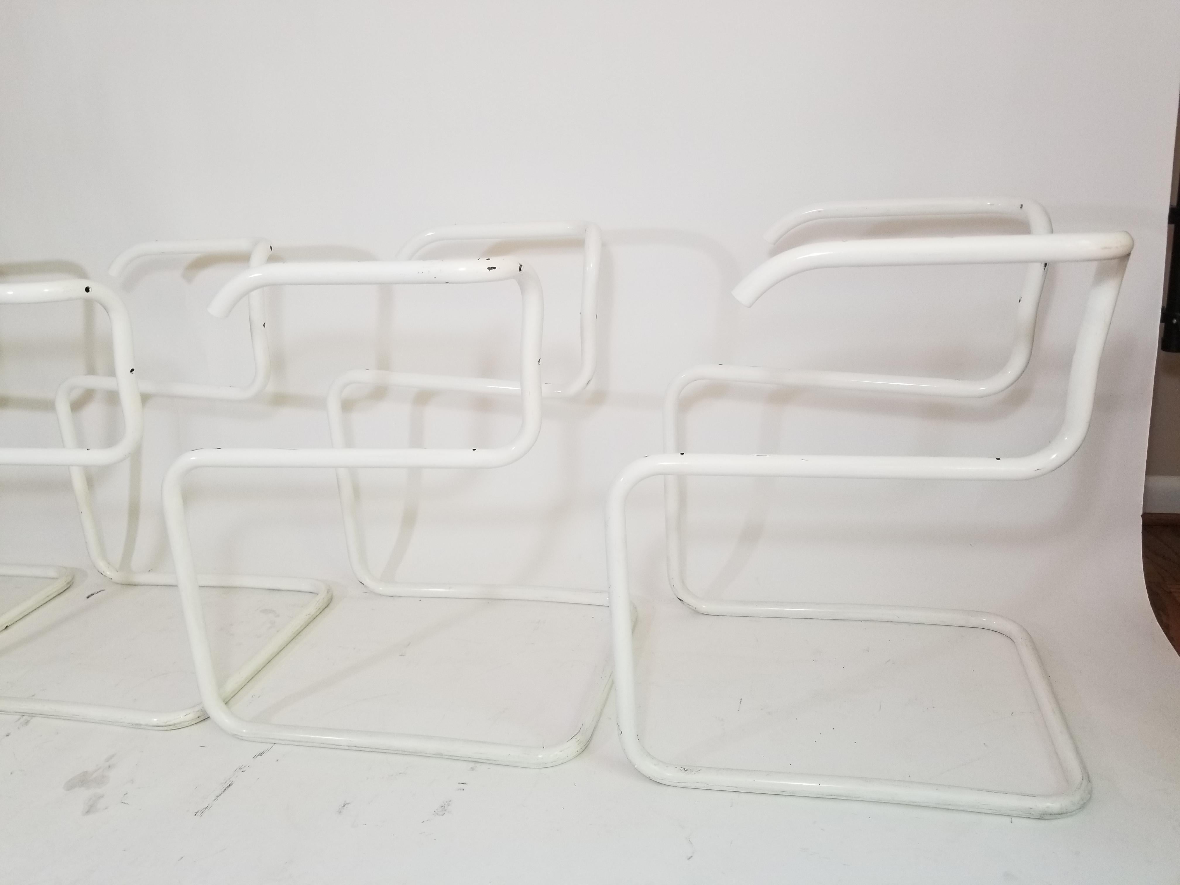 Rare Marcel Breuer Cesca Knoll Frames in White Powder Coating Set of 4 In Excellent Condition For Sale In New York, NY