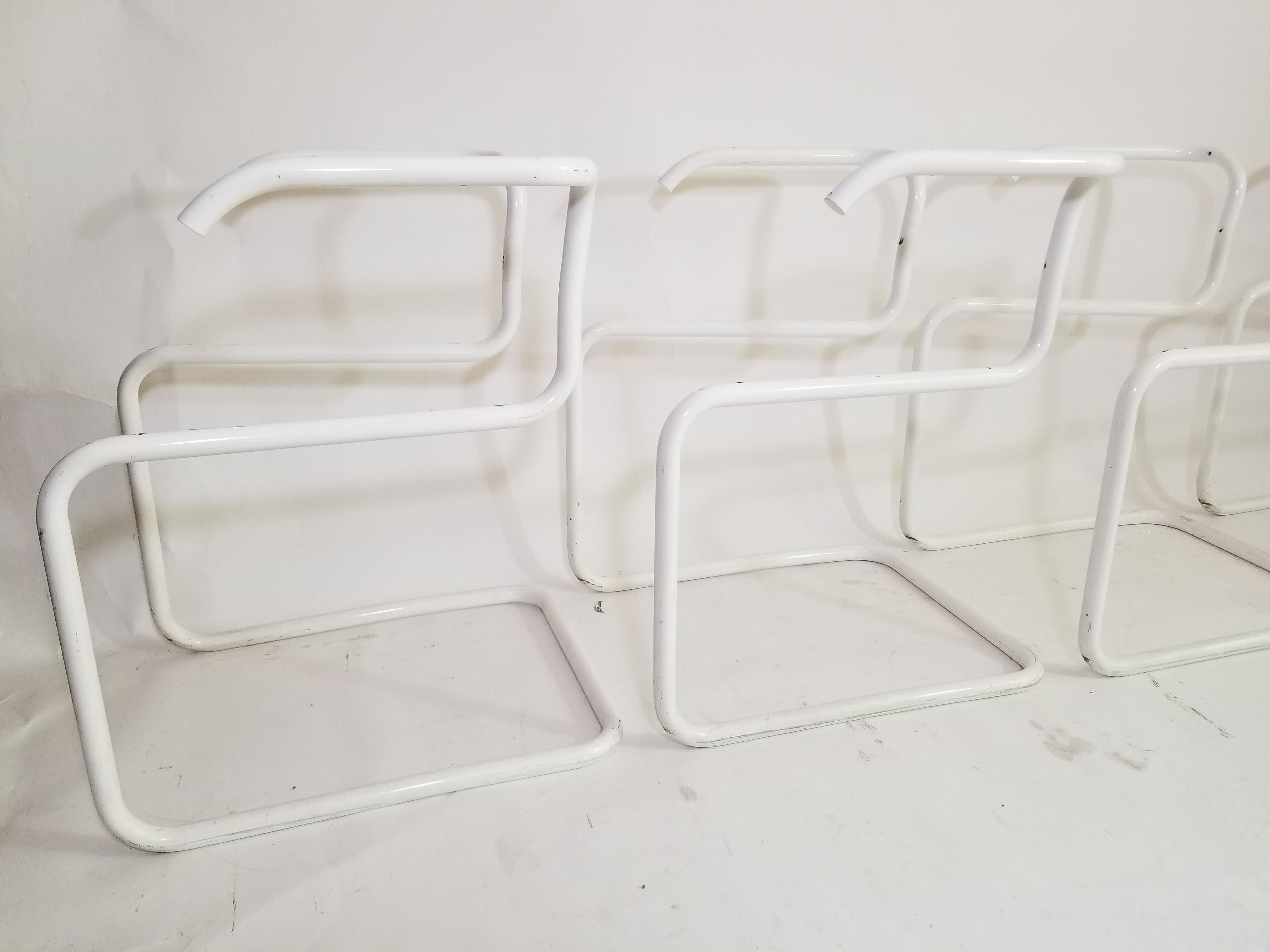 Late 20th Century Rare Marcel Breuer Cesca Knoll Frames in White Powder Coating Set of 4 For Sale