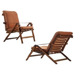 Rare Marco Zanuso for Arflex Pair of Lounge Chairs 'Weekend' in Leather 