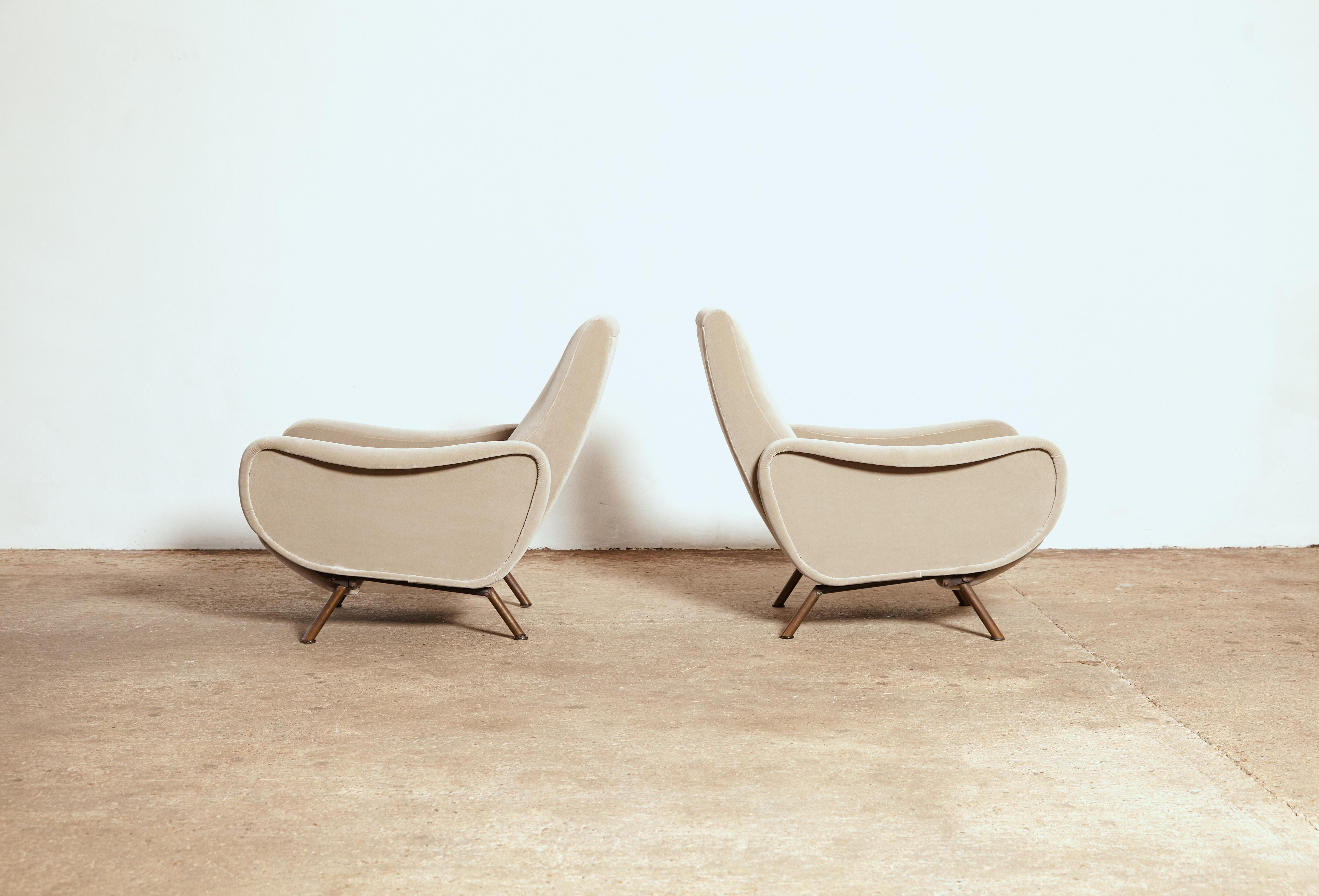 Mid-Century Modern Rare Marco Zanuso Reclining Lady Chairs, Italy, 1960s, reupholstered in COM