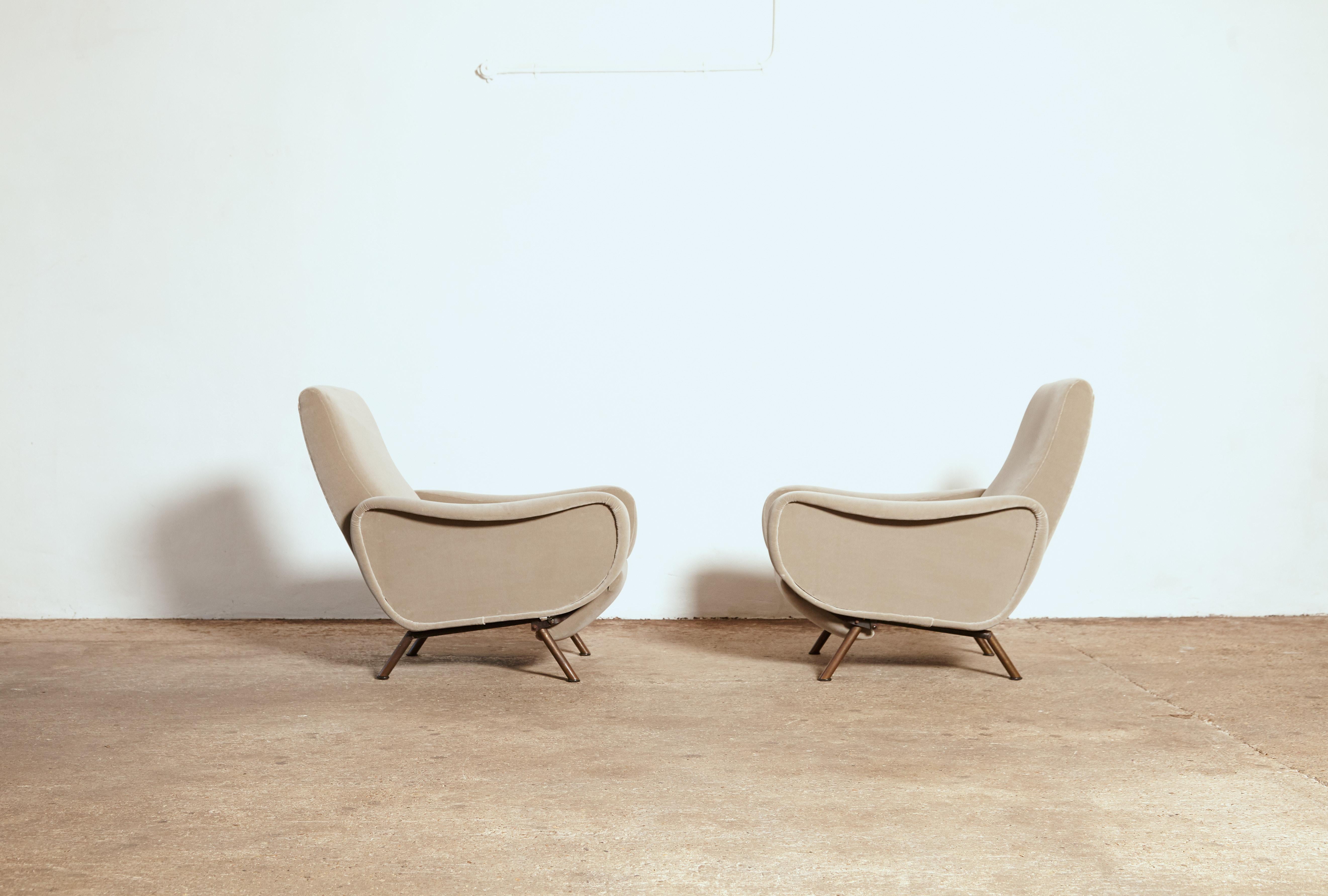 20th Century Rare Marco Zanuso Reclining Lady Chairs, Pizetti Roma, Italy, 1960s