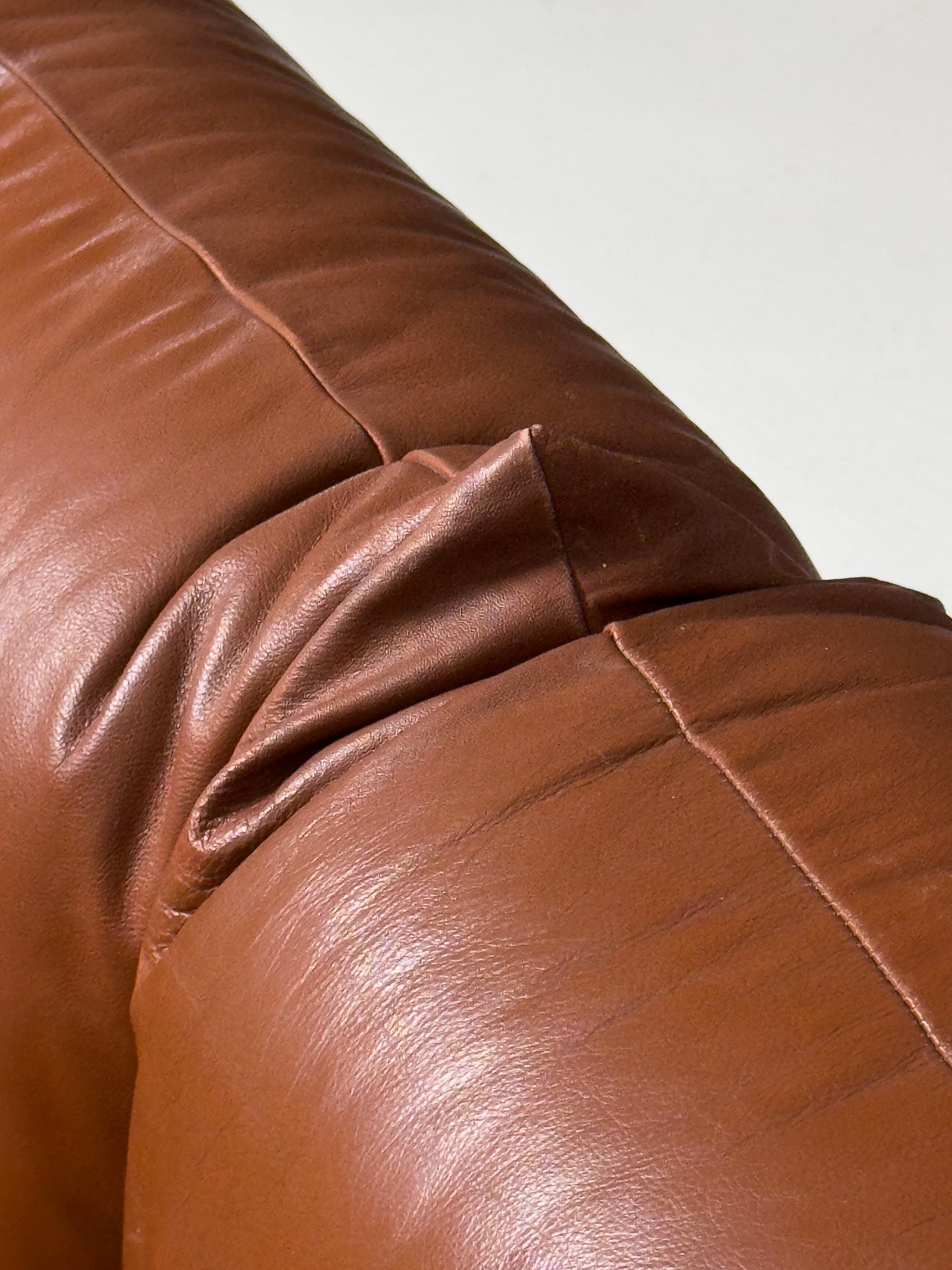 Rare canapé en cuir cognac de Mario Marenco pour Arflex, Italie, 1970 en vente 3