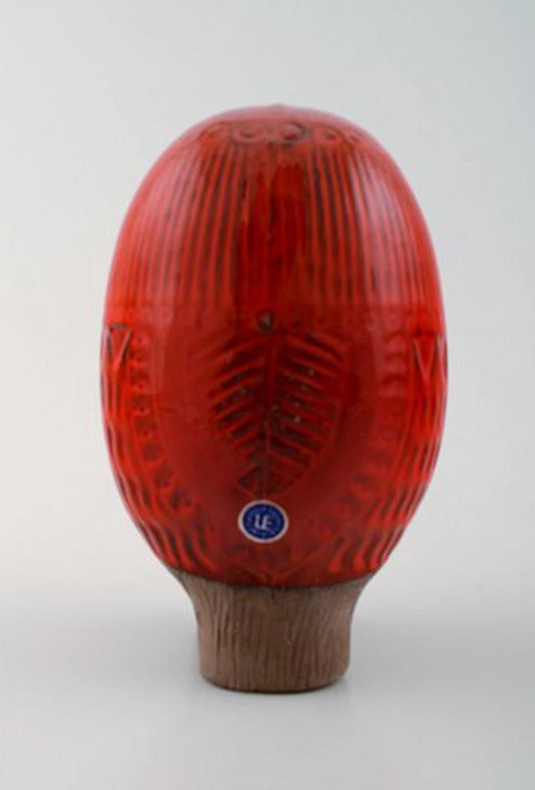 Swedish Rare Mari Simmulson for Upsala Ekeby, Figure of Bird, Red Glazed Ceramic