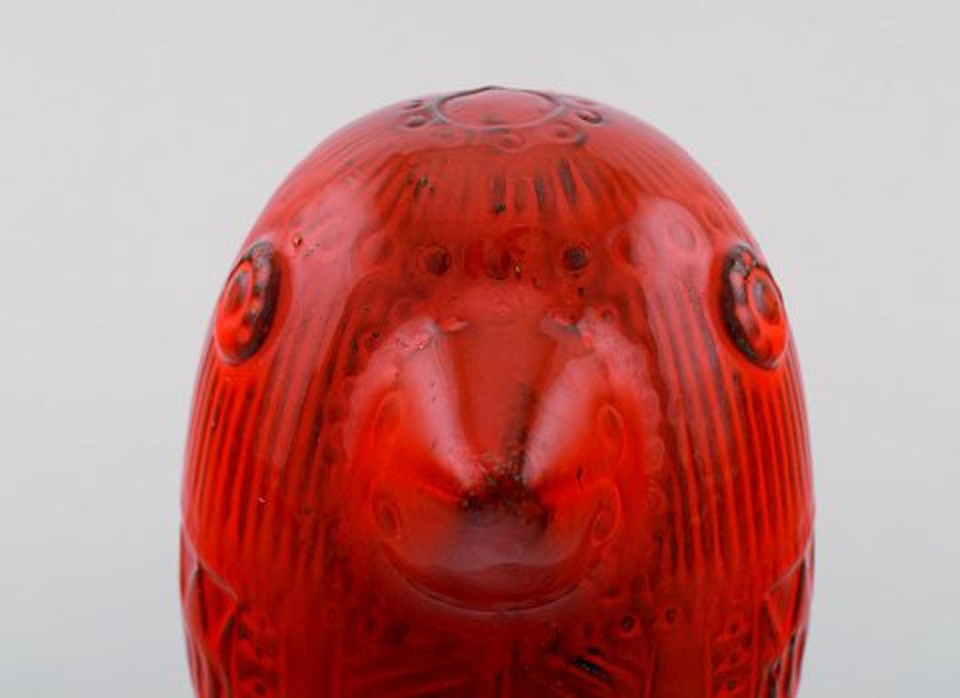 Rare Mari Simmulson for Upsala Ekeby, Figure of Bird, Red Glazed Ceramic In Excellent Condition In Copenhagen, DK
