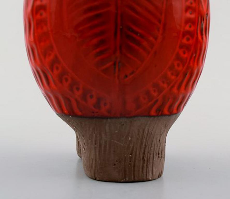 20th Century Rare Mari Simmulson for Upsala Ekeby, Figure of Bird, Red Glazed Ceramic