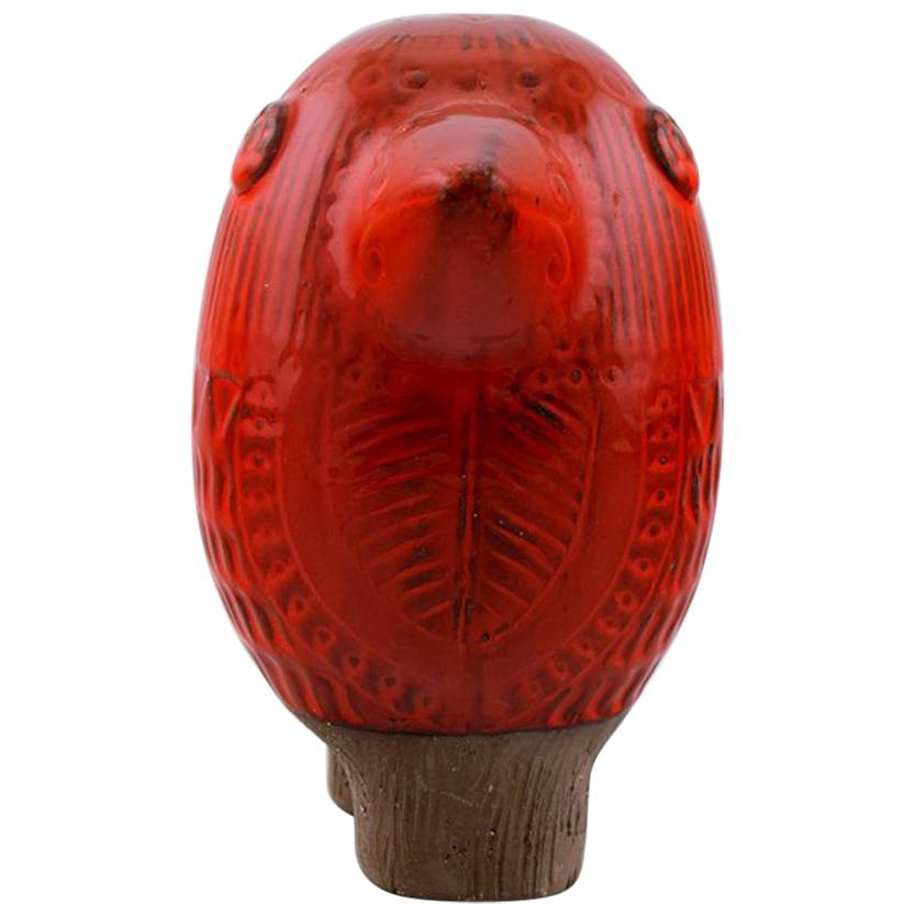 Rare Mari Simmulson for Upsala Ekeby, Figure of Bird, Red Glazed Ceramic