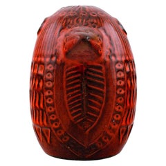 Rare Mari Simmulson for Upsala Ekeby, Figure of Bird, Red Glazed Ceramic