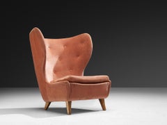 Rara Marianne Boman-schleutker per Boman Easy Chair in velluto rosa e betulla