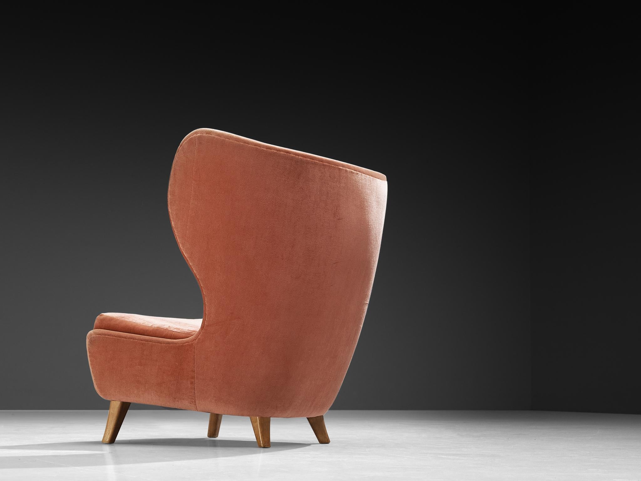 Rara Marianne Boman-schleutker para Boman Sillón de terciopelo rosa y abedul Finlandés en venta