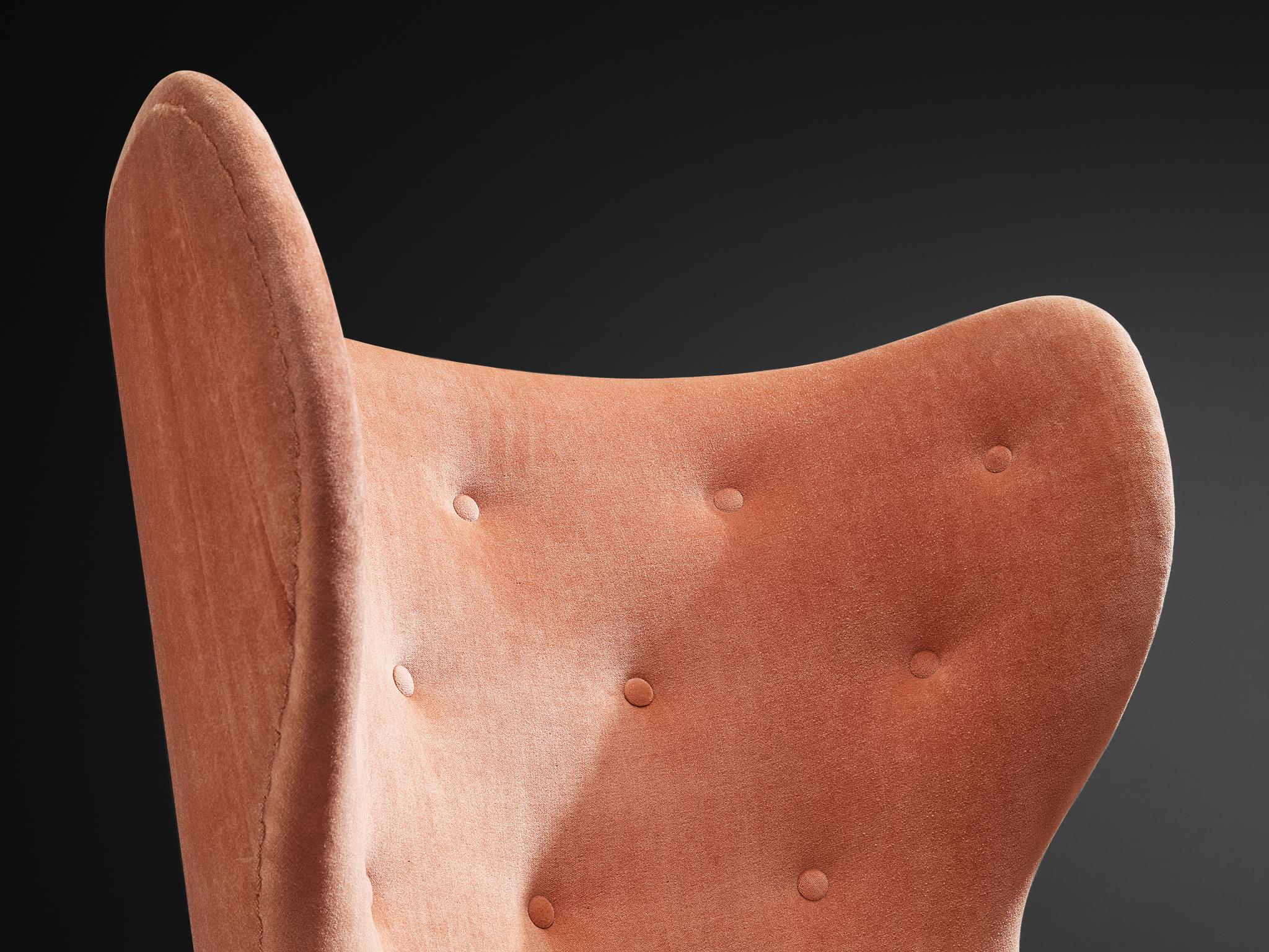 Rara Marianne Boman-schleutker para Boman Sillón de terciopelo rosa y abedul Terciopelo en venta