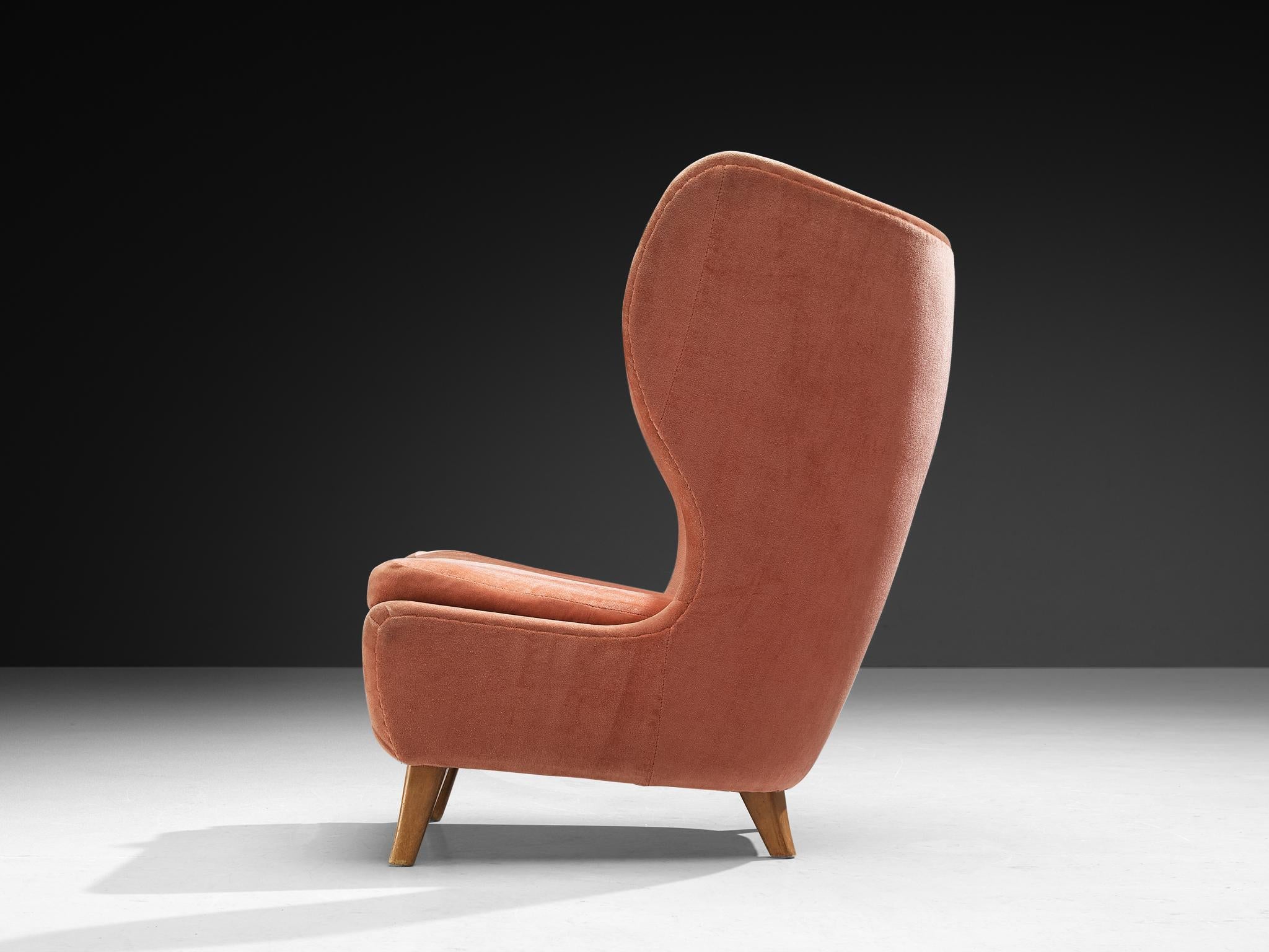 Rara Marianne Boman-schleutker para Boman Sillón de terciopelo rosa y abedul en venta 1