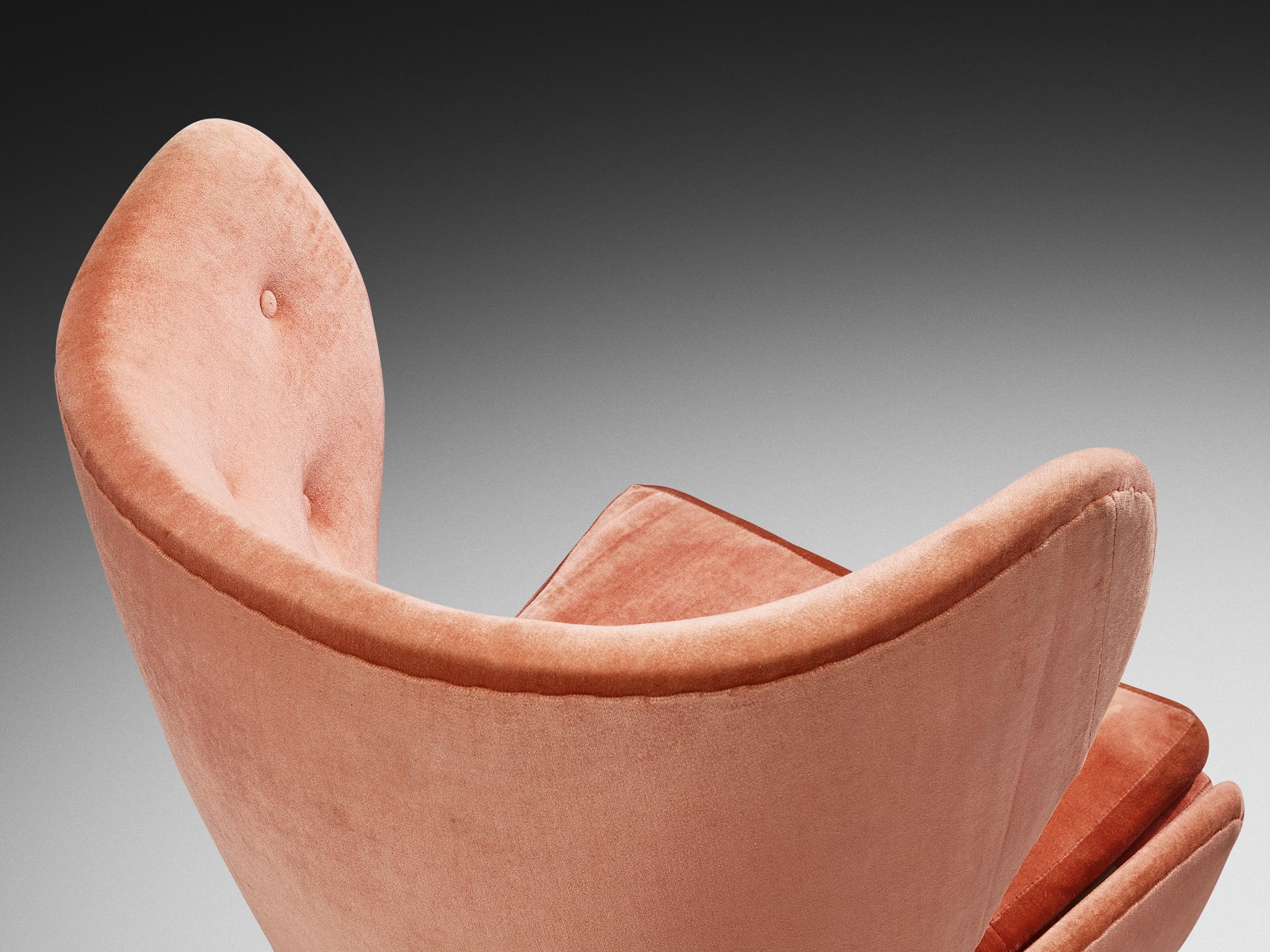 Rara Marianne Boman-schleutker para Boman Sillón de terciopelo rosa y abedul en venta 2