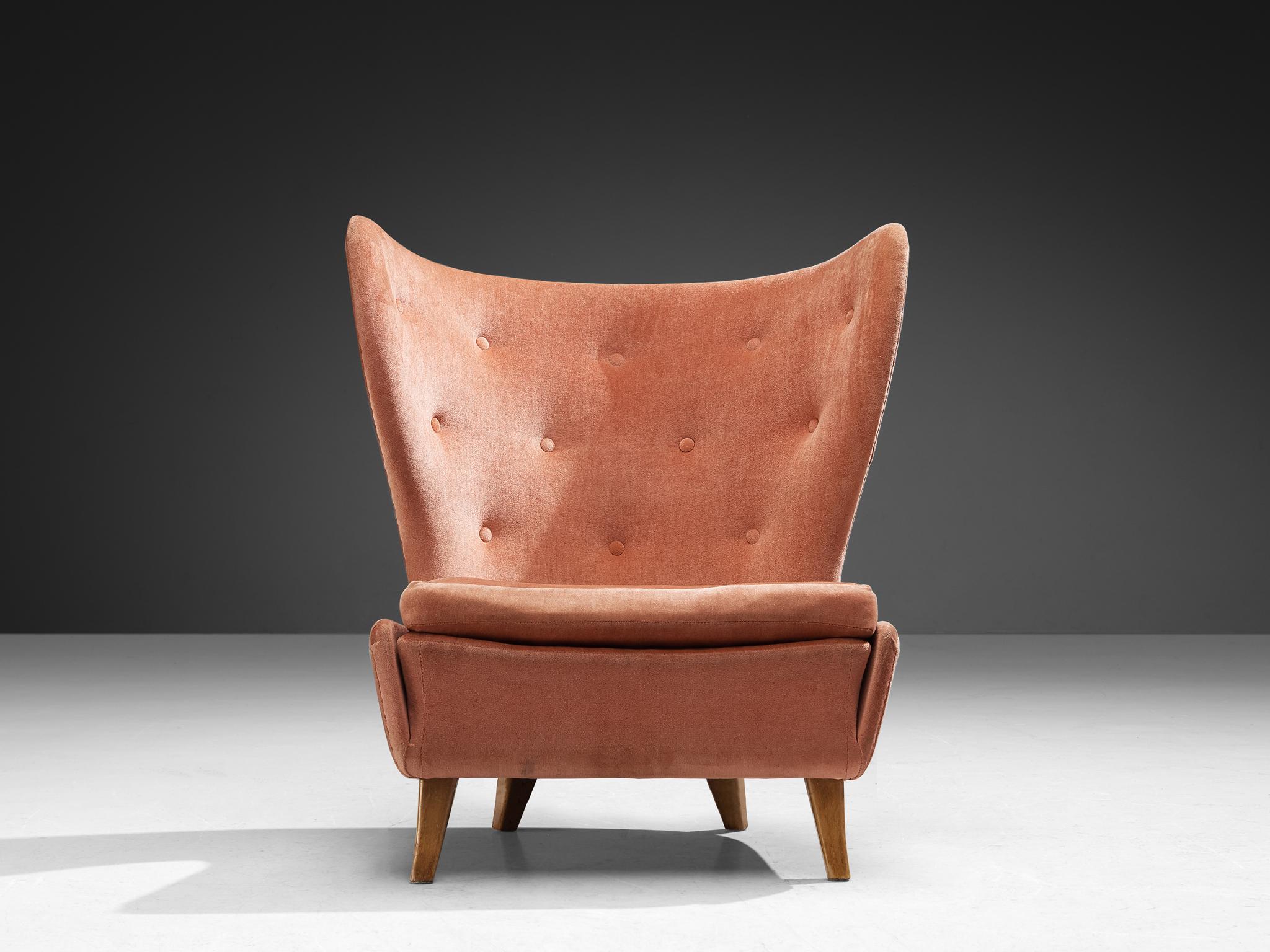 Rare Marianne Boman-schleutker for Boman Easy Chair in Pink Velvet & Birch  In Good Condition In Waalwijk, NL