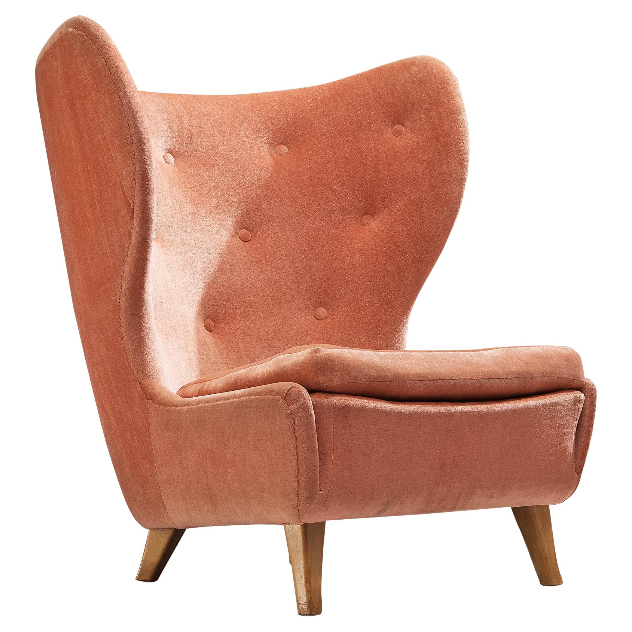 Rare Marianne Boman-schleutker for Boman Easy Chair in Pink Velvet & Birch 