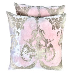 Rare Mariano Fortuny Gold Metallic Printed Velvet Pillows