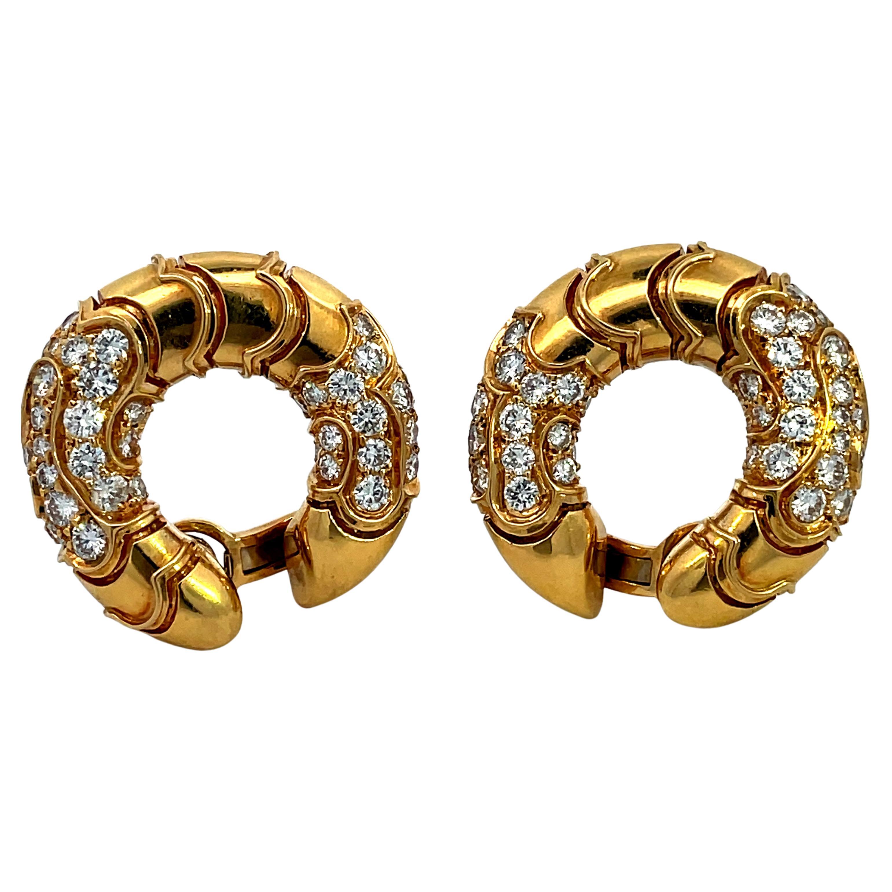 Rare Vintage Marina B Onda Diamond Earrings Made in France 1970's 