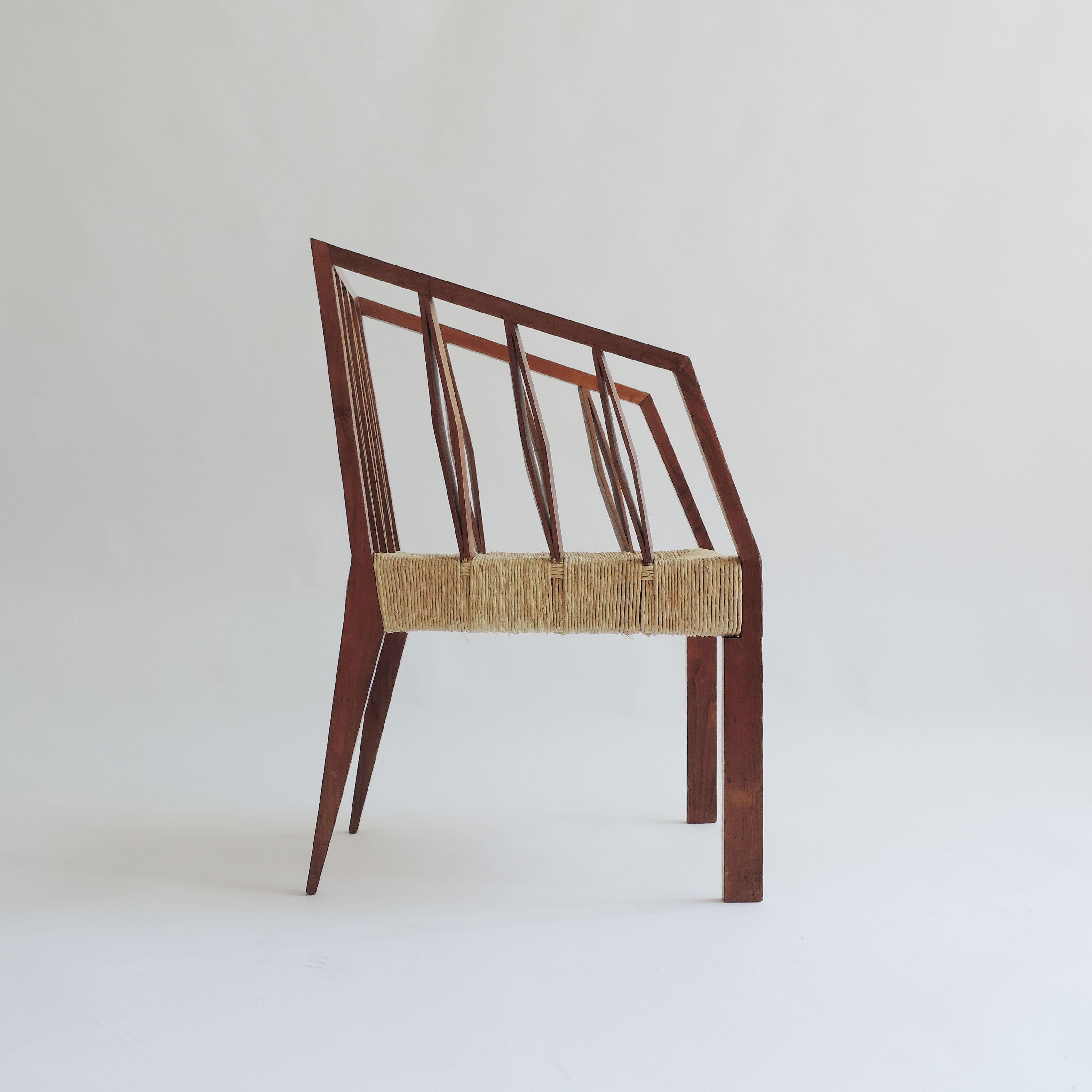 Mario Asnago & Claudio Vender sublime armchair, Italy 1940s
Raffia seat has been professionally redone.