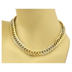 Rare Mario Buccellati Braided Solid 18k Two Tone Gold Curb Link Necklace