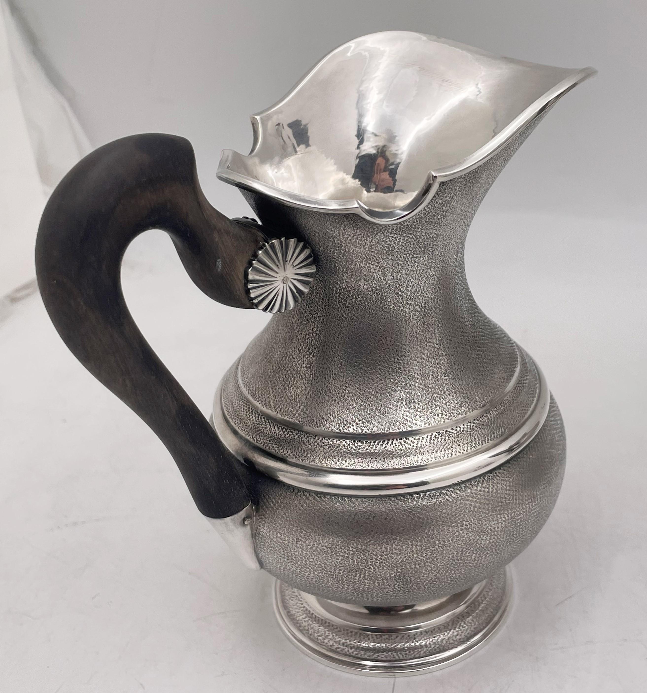 Rare Mario Buccellati Sterling Silver 4-Piece Tea&Coffee Set w Satin Finish SALE For Sale 3