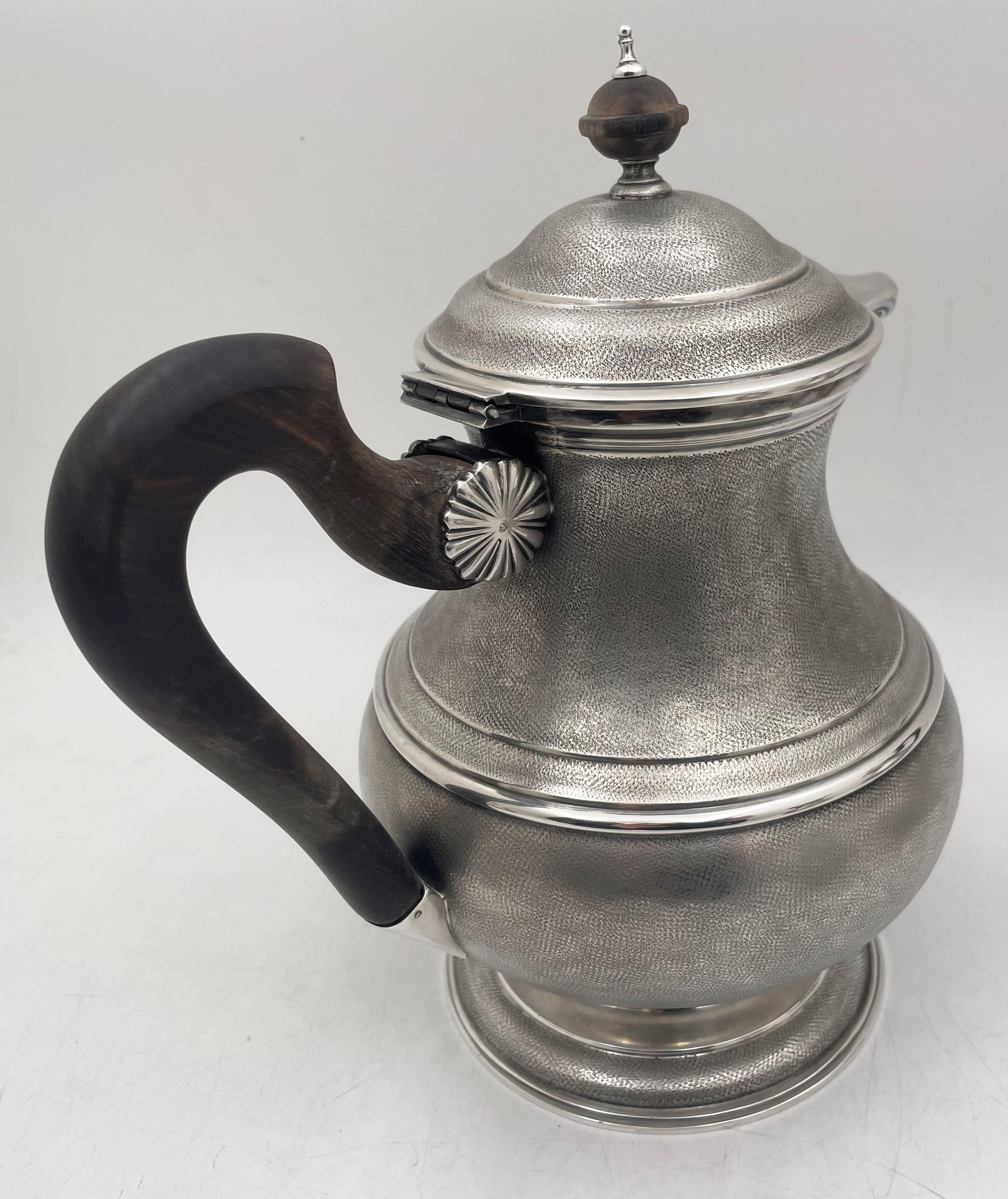 Rare Mario Buccellati Sterling Silver 4-Piece Tea&Coffee Set w Satin Finish SALE In Good Condition For Sale In New York, NY