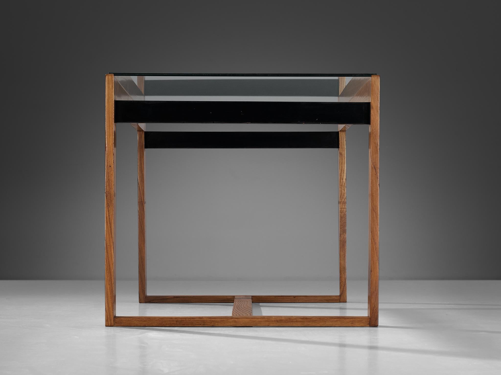 Mid-Century Modern Rare table de salle à manger Morosini en frêne et verre en vente