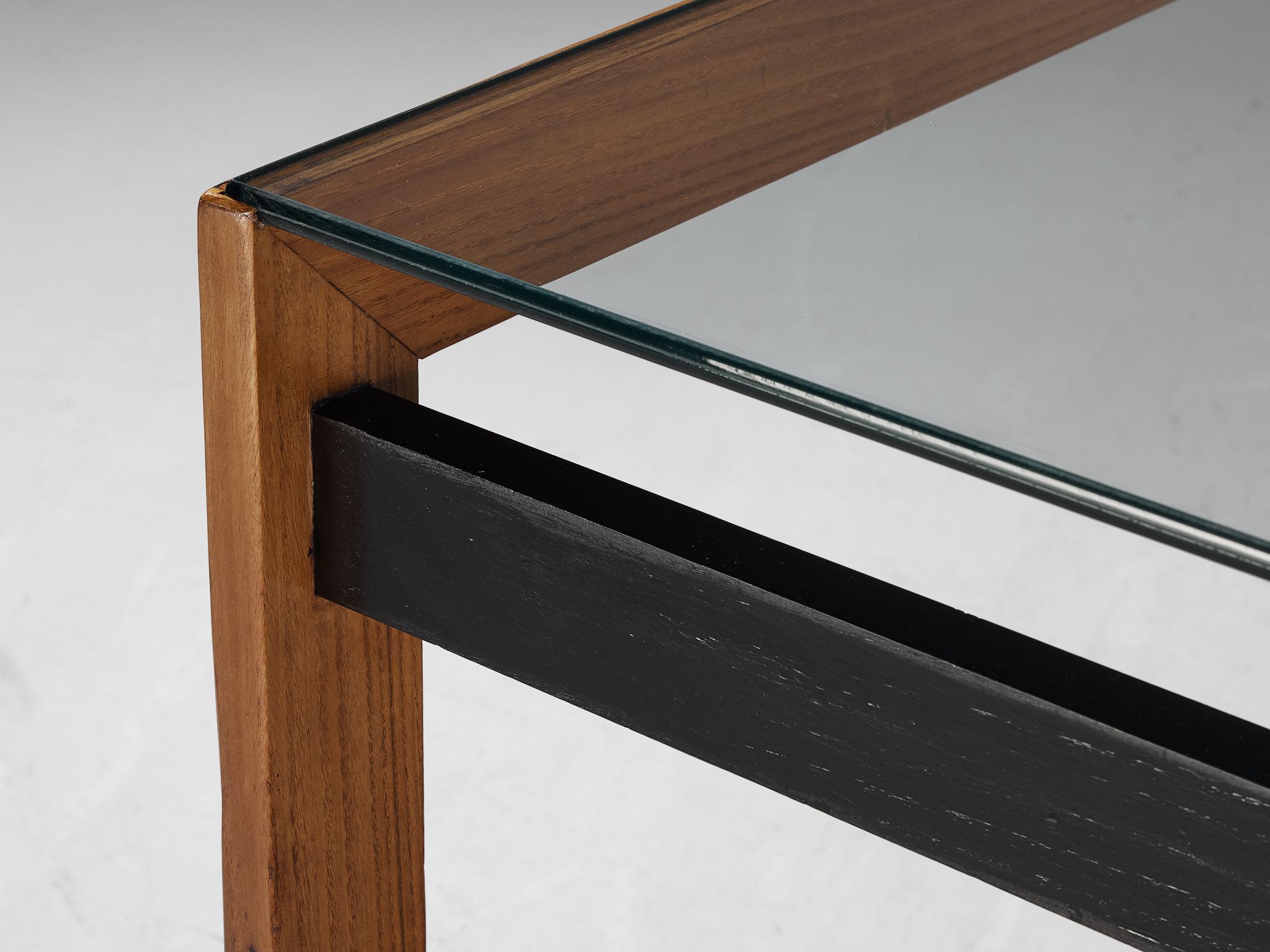 Milieu du XXe siècle Rare table de salle à manger Morosini en frêne et verre en vente
