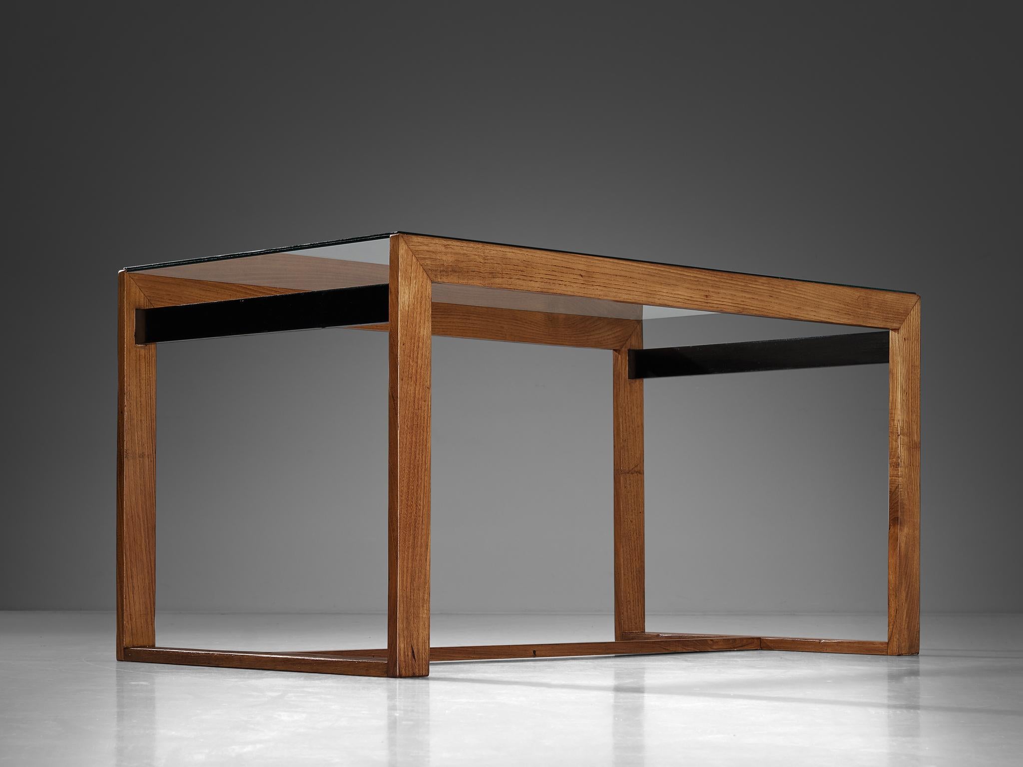 Rare table de salle à manger Morosini en frêne et verre en vente 1