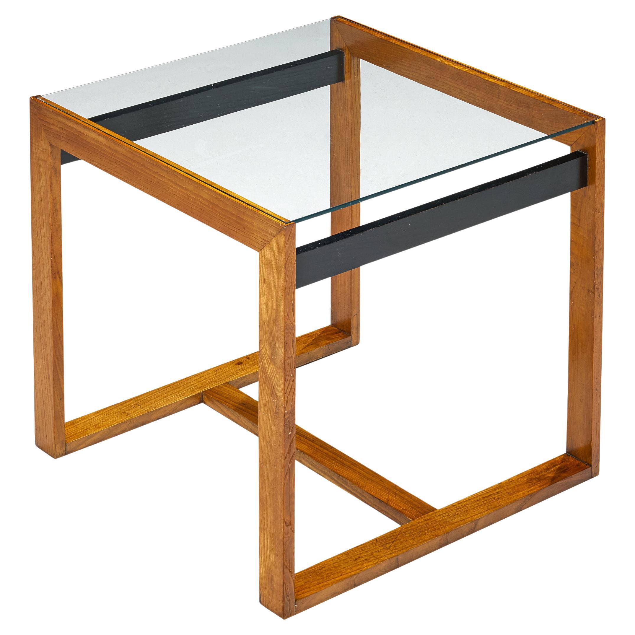 Rare table Mario Ravegnani Morosini en frêne et verre