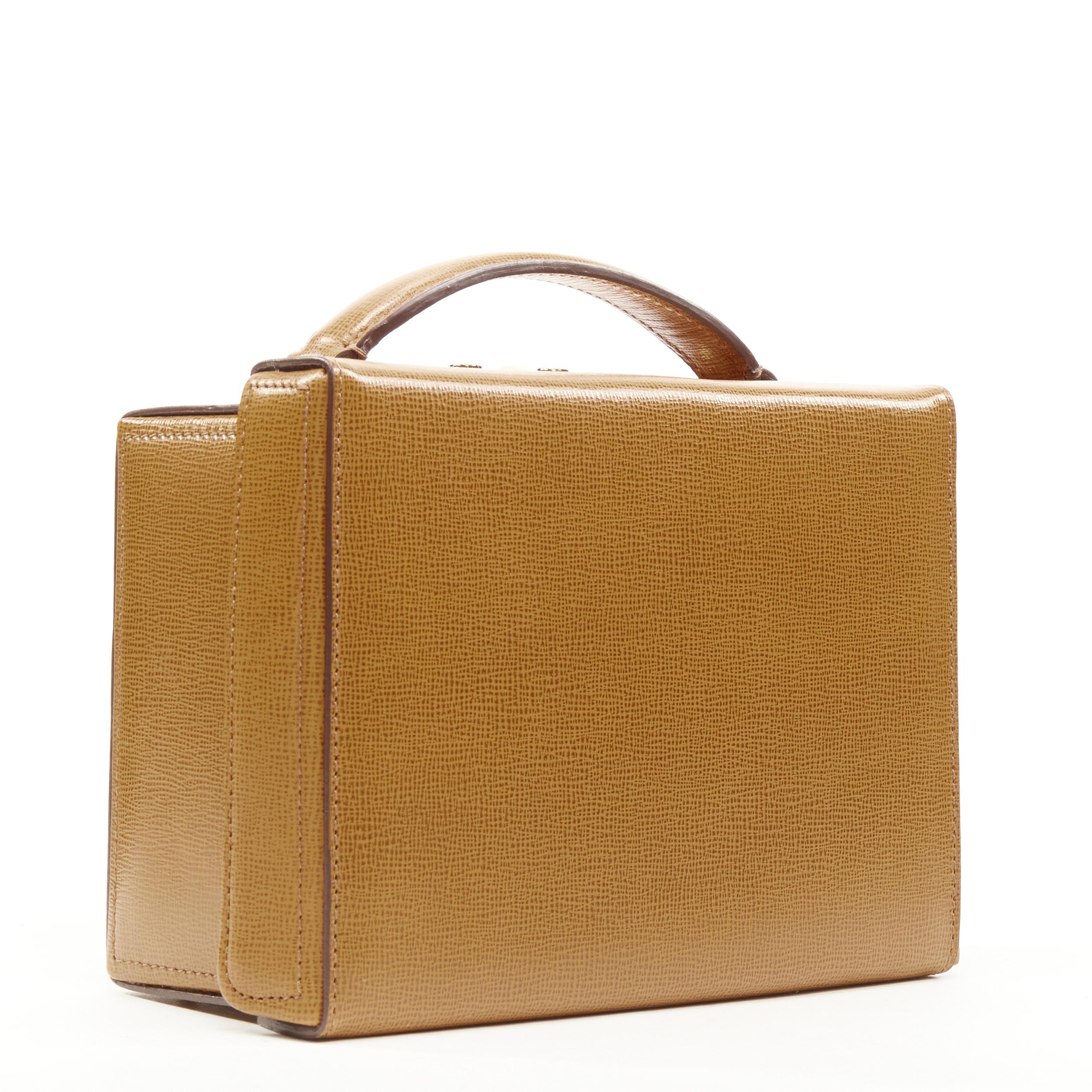 Brown rare MARK CROSS Grace Small brown leather crossbody vanity box bag