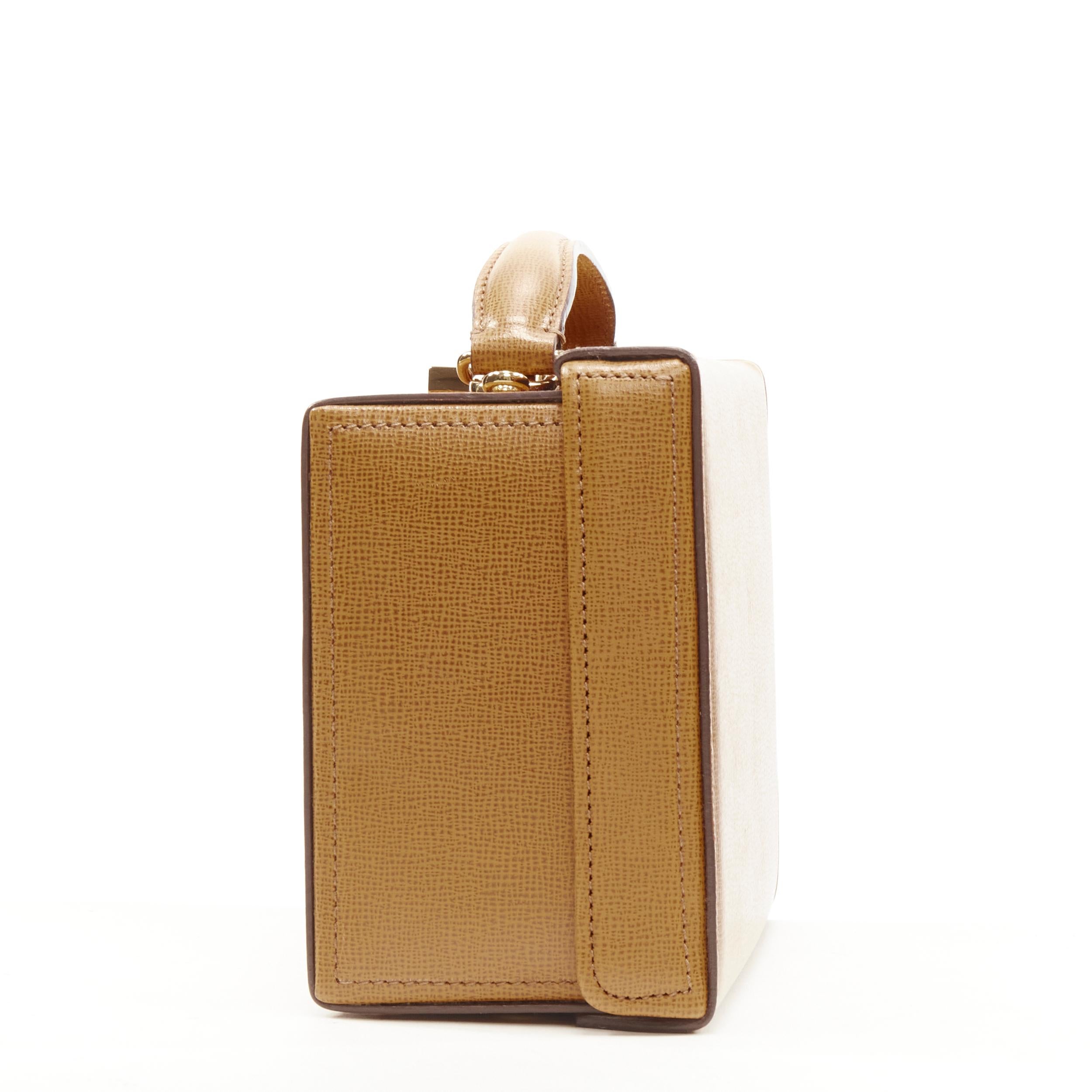 rare MARK CROSS Grace Small brown leather crossbody vanity box bag In Excellent Condition In Hong Kong, NT