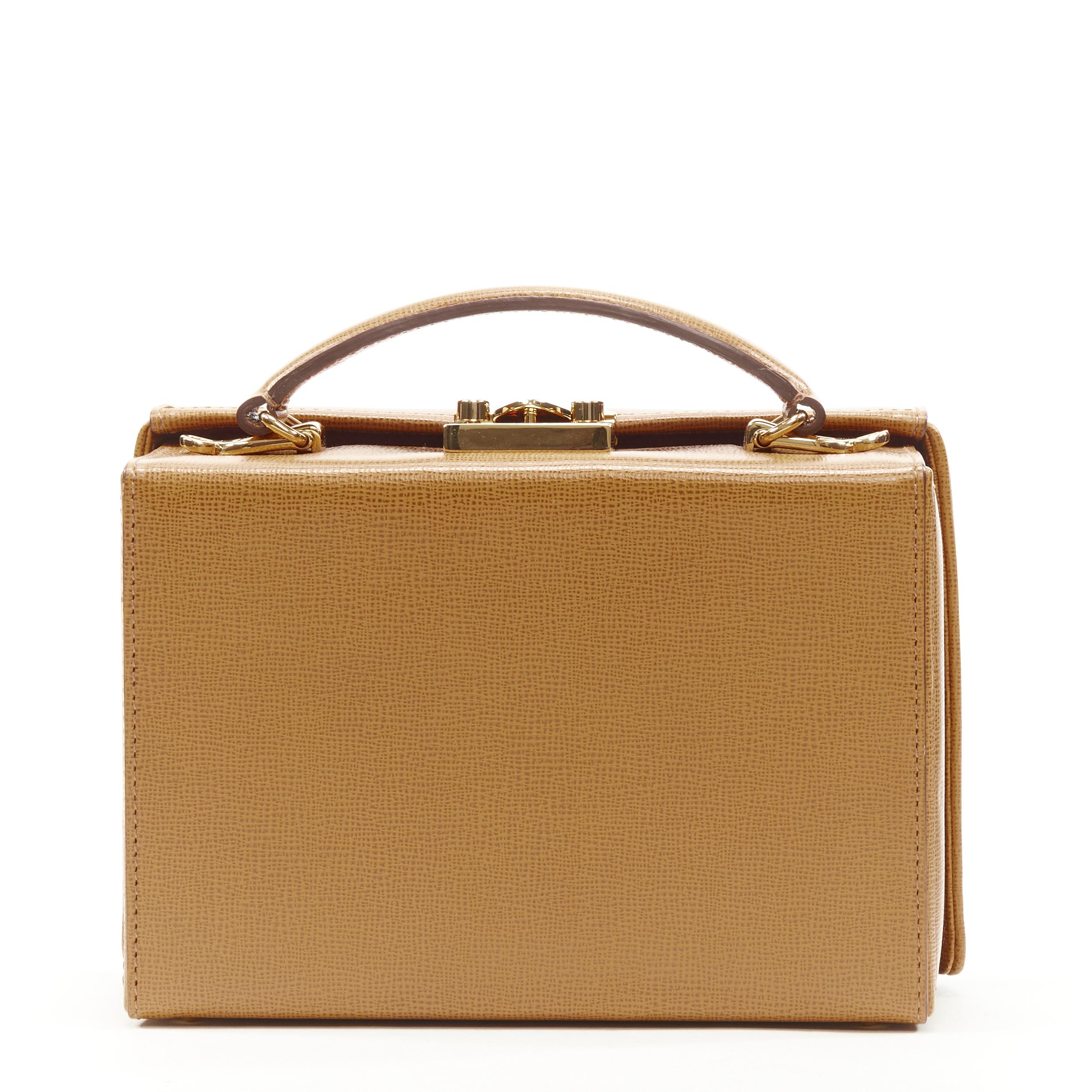 Women's rare MARK CROSS Grace Small brown leather crossbody vanity box bag