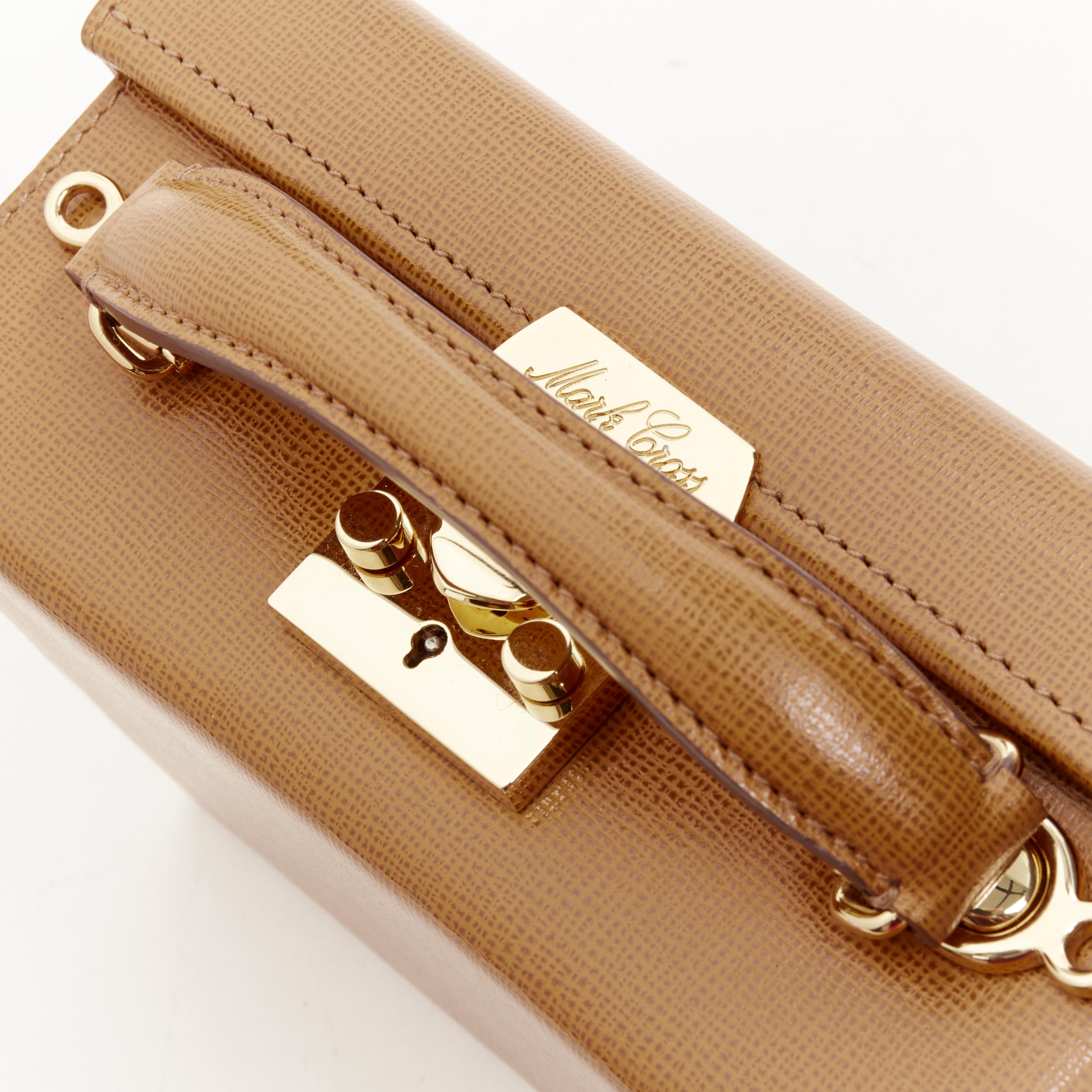 rare MARK CROSS Grace Small brown leather crossbody vanity box bag 2