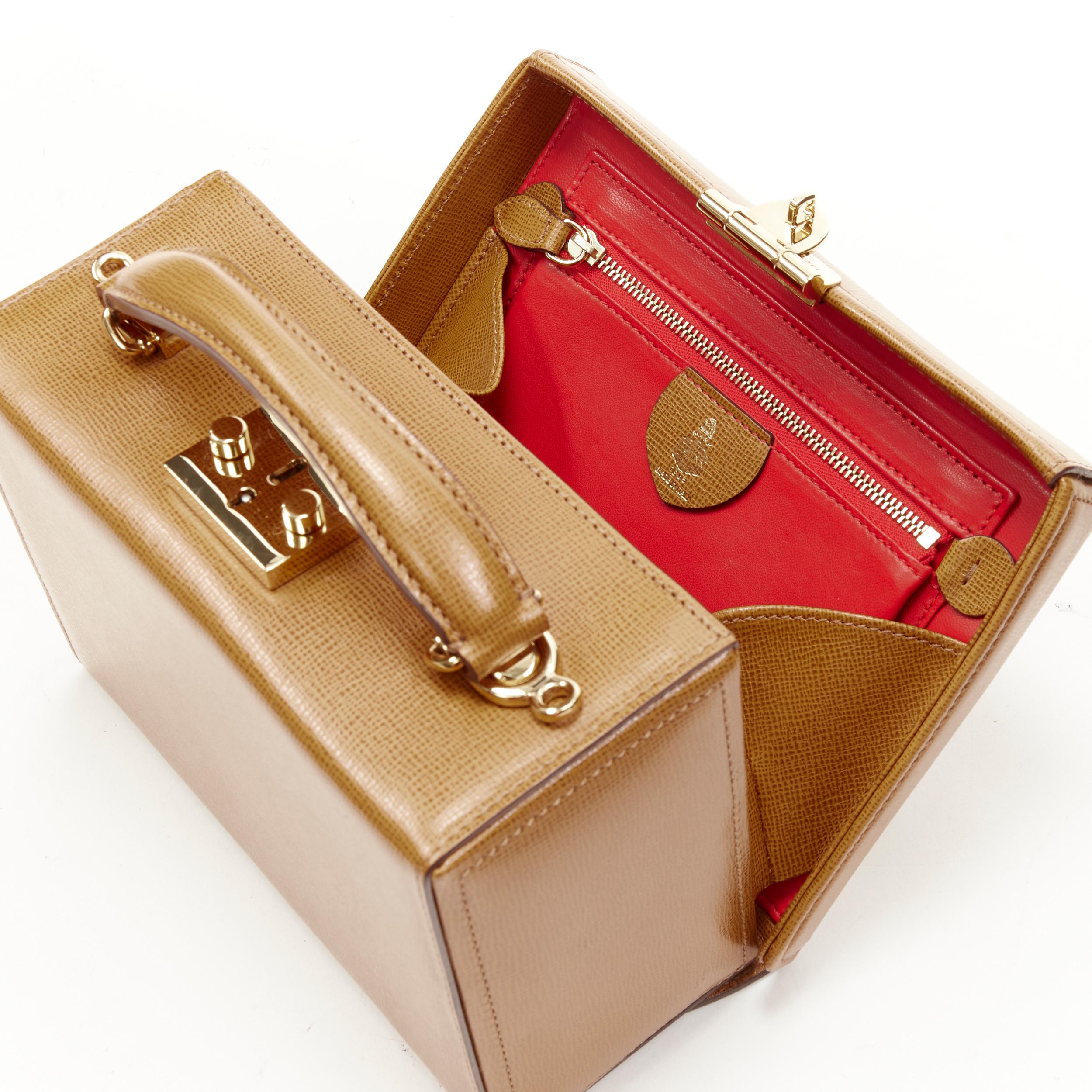 rare MARK CROSS Grace Small brown leather crossbody vanity box bag 4