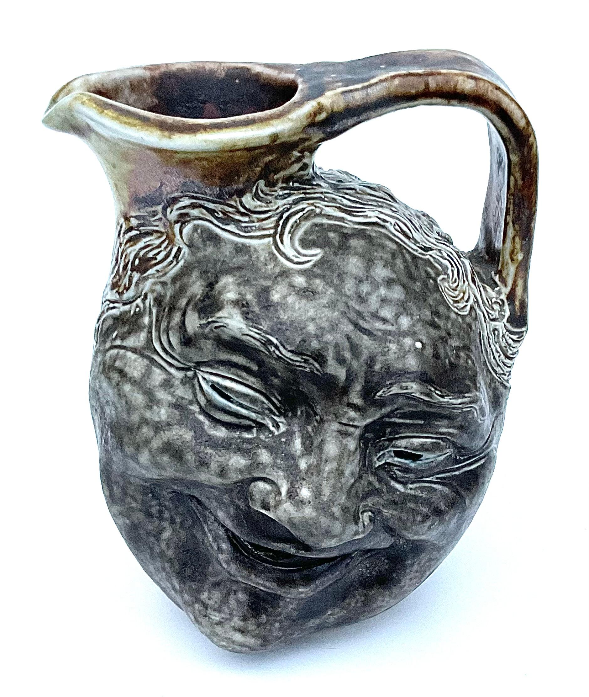 RARE Martin Brothers London Dual faced pottery Pitcher Jug early 1900’s Signed 1