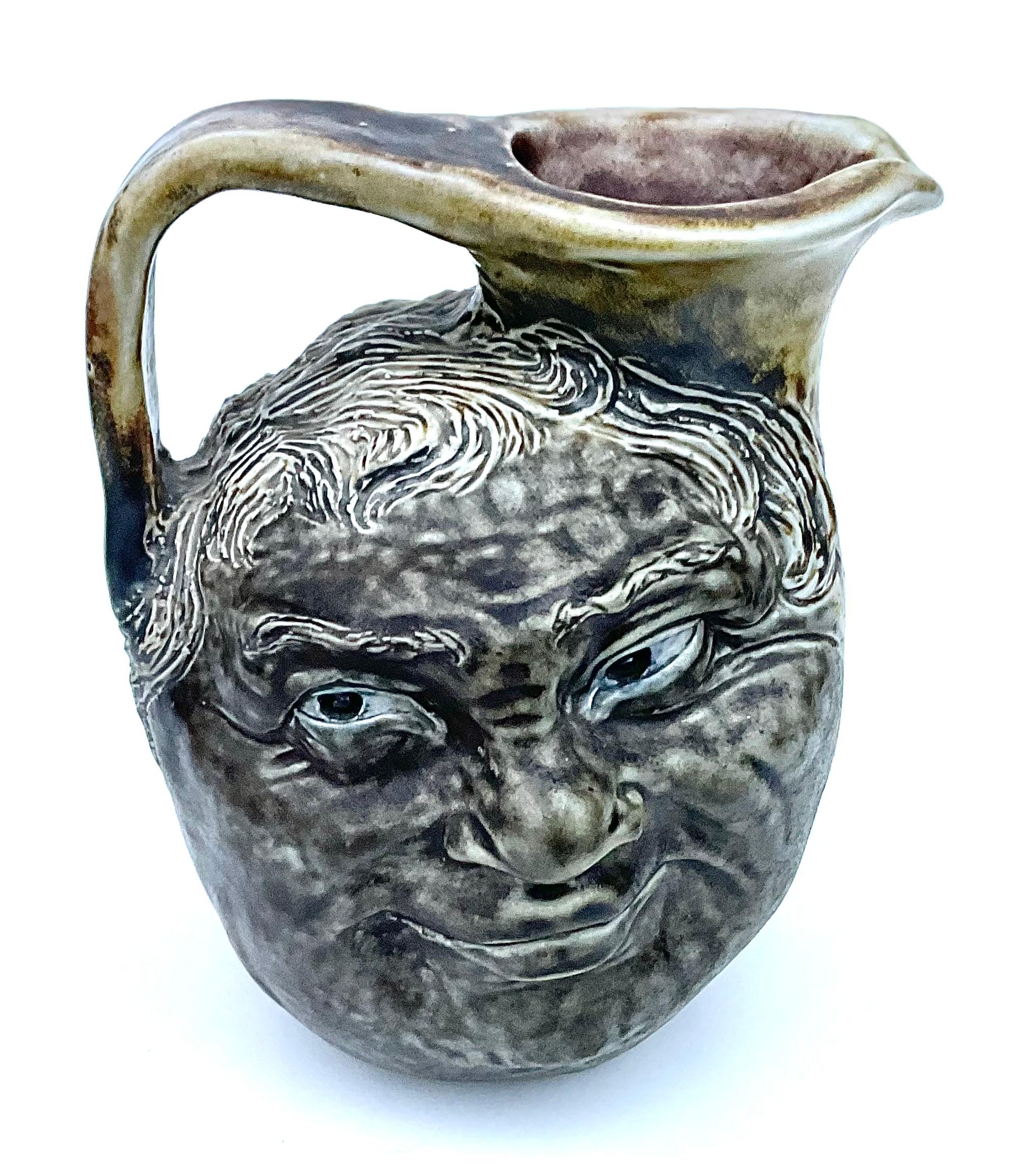 RARE Martin Brothers London Dual faced pottery Pitcher Jug early 1900’s Signed 2