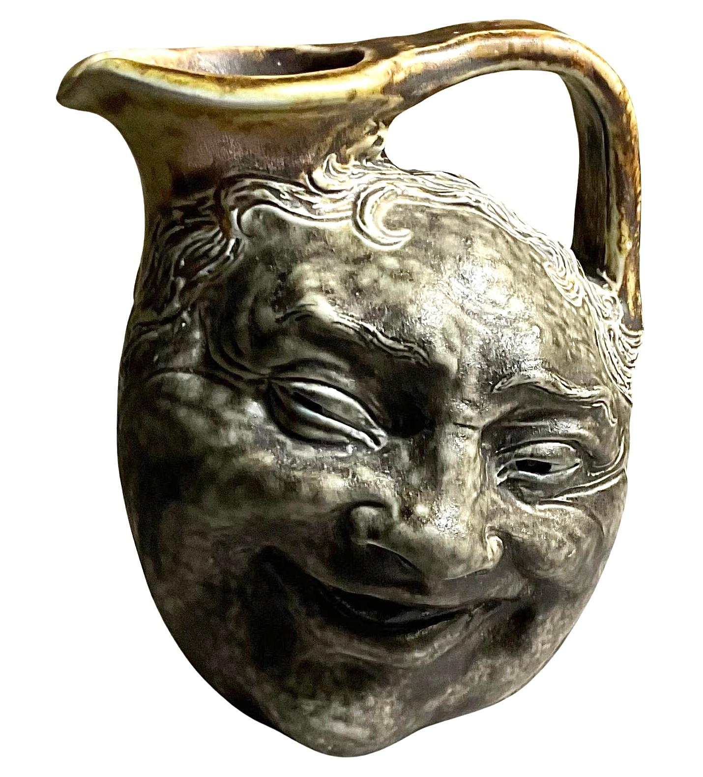 RARE Martin Brothers London Dual faced pottery Pitcher Jug early 1900’s Signed As pictured. Very few available worldwide. A true museum quality masterpiece. 