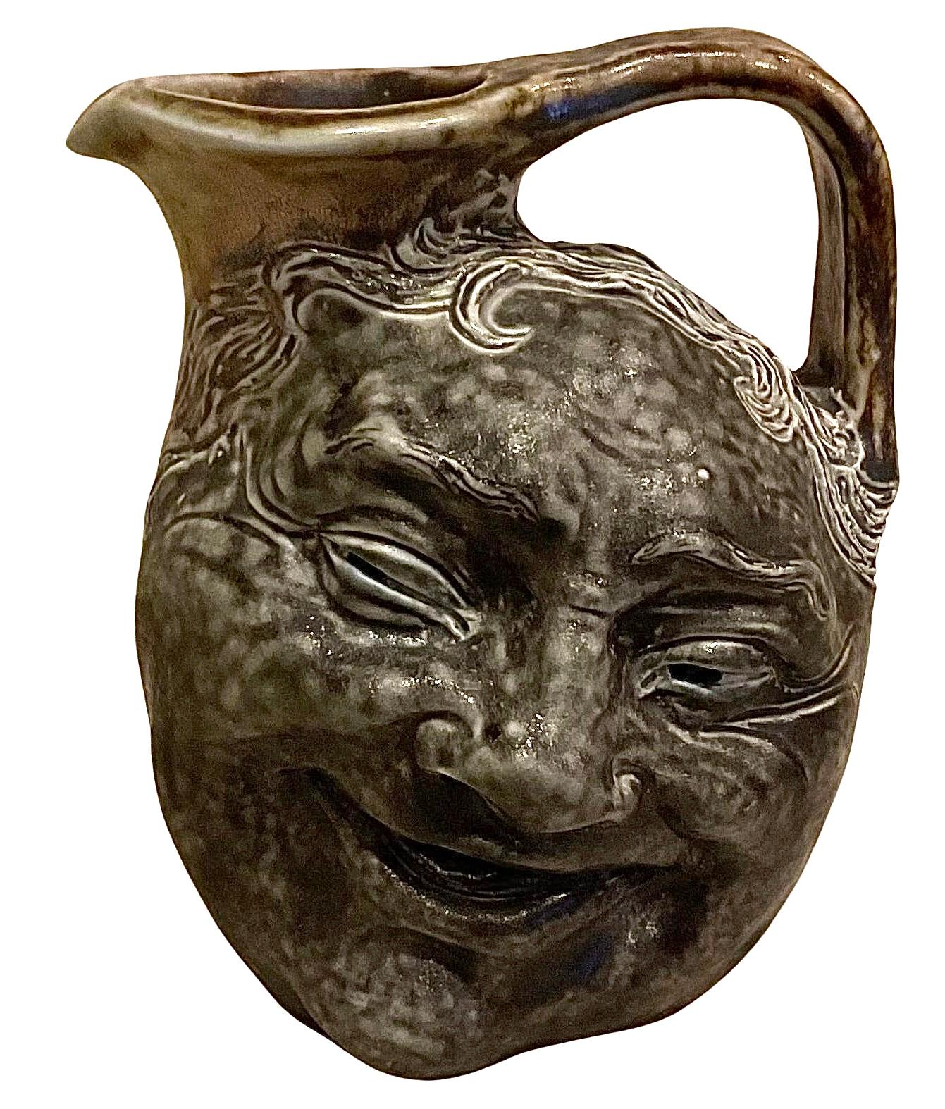 Early 20th Century RARE Martin Brothers London Dual faced pottery Pitcher Jug early 1900’s Signed