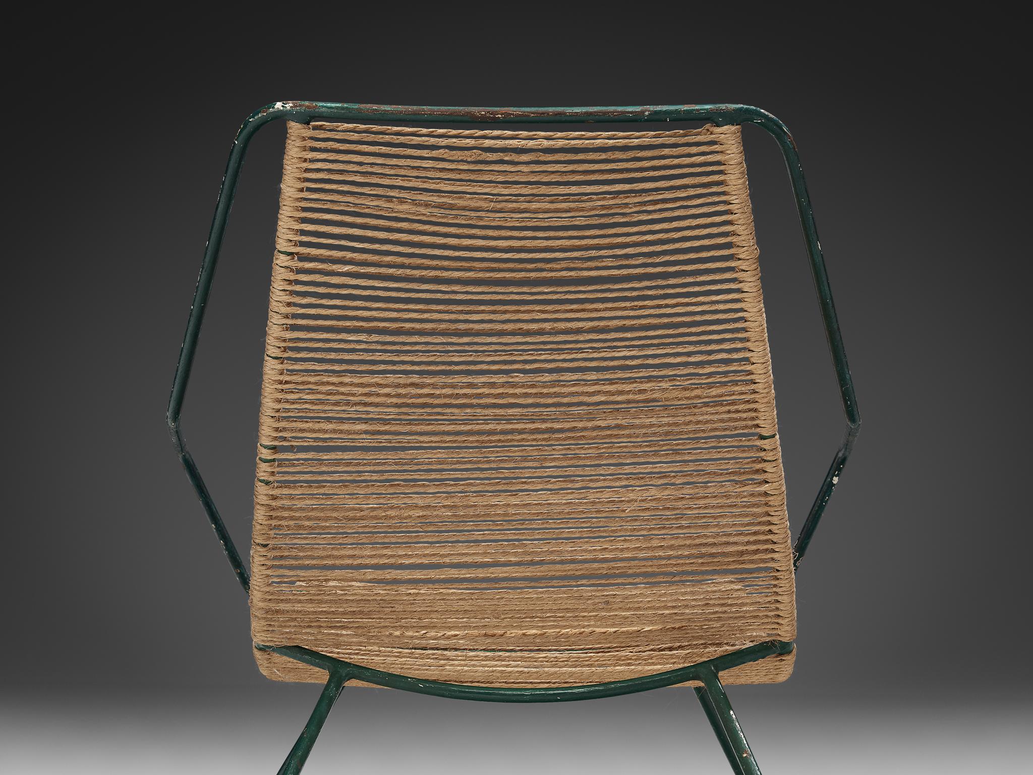 Rare Martin Eisler & Carlo Hauner Lounge Chair in Iron and Rope  For Sale 3