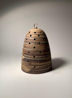 Rare Martz Hanging Ceramic Pendant Swirl Glaze Shade Lamp Marshall Studios