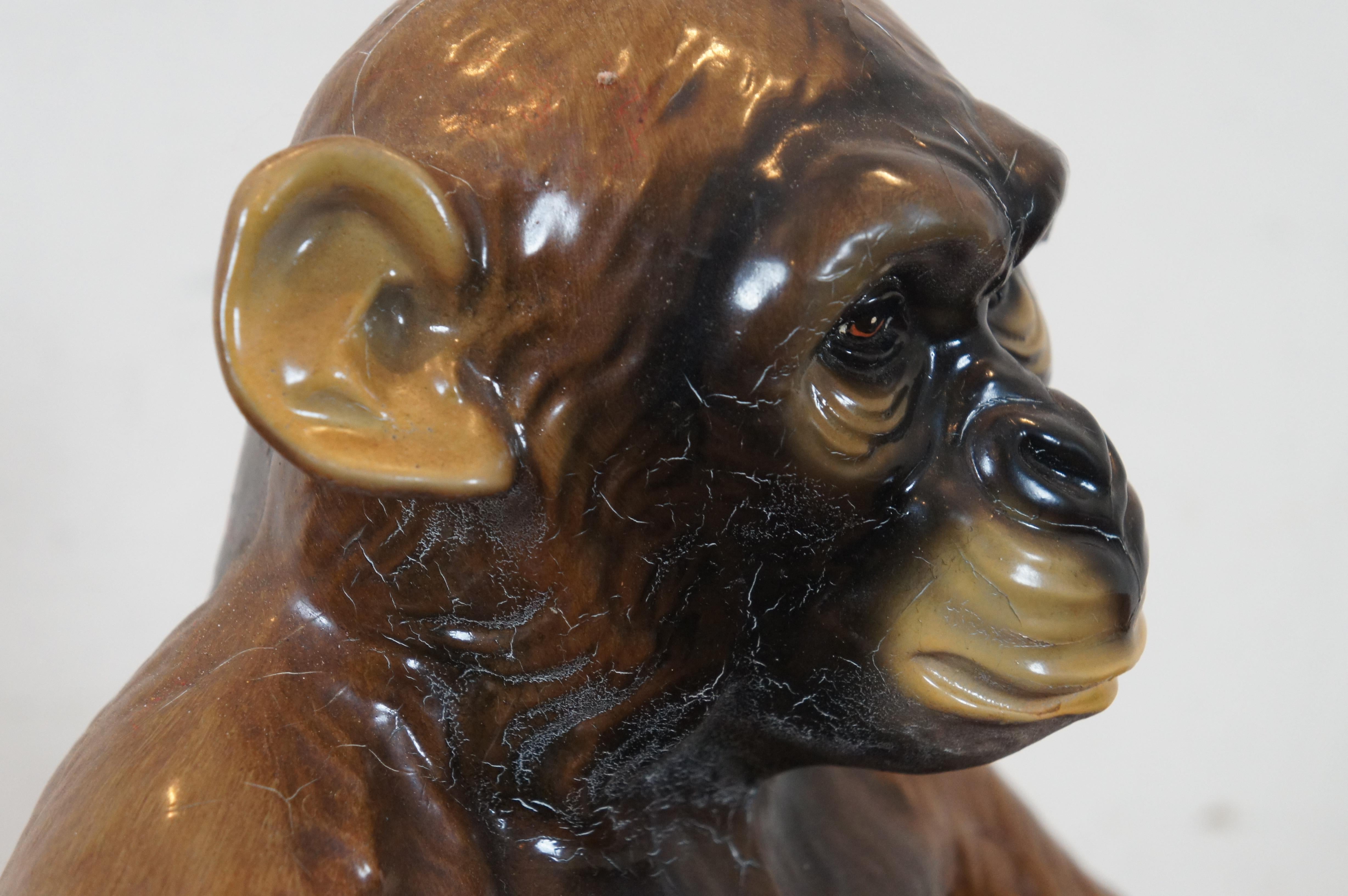 Rare Marwal Ind Inc Seated Chalkware Monkey Chimp Ape Sculpture Statue 13